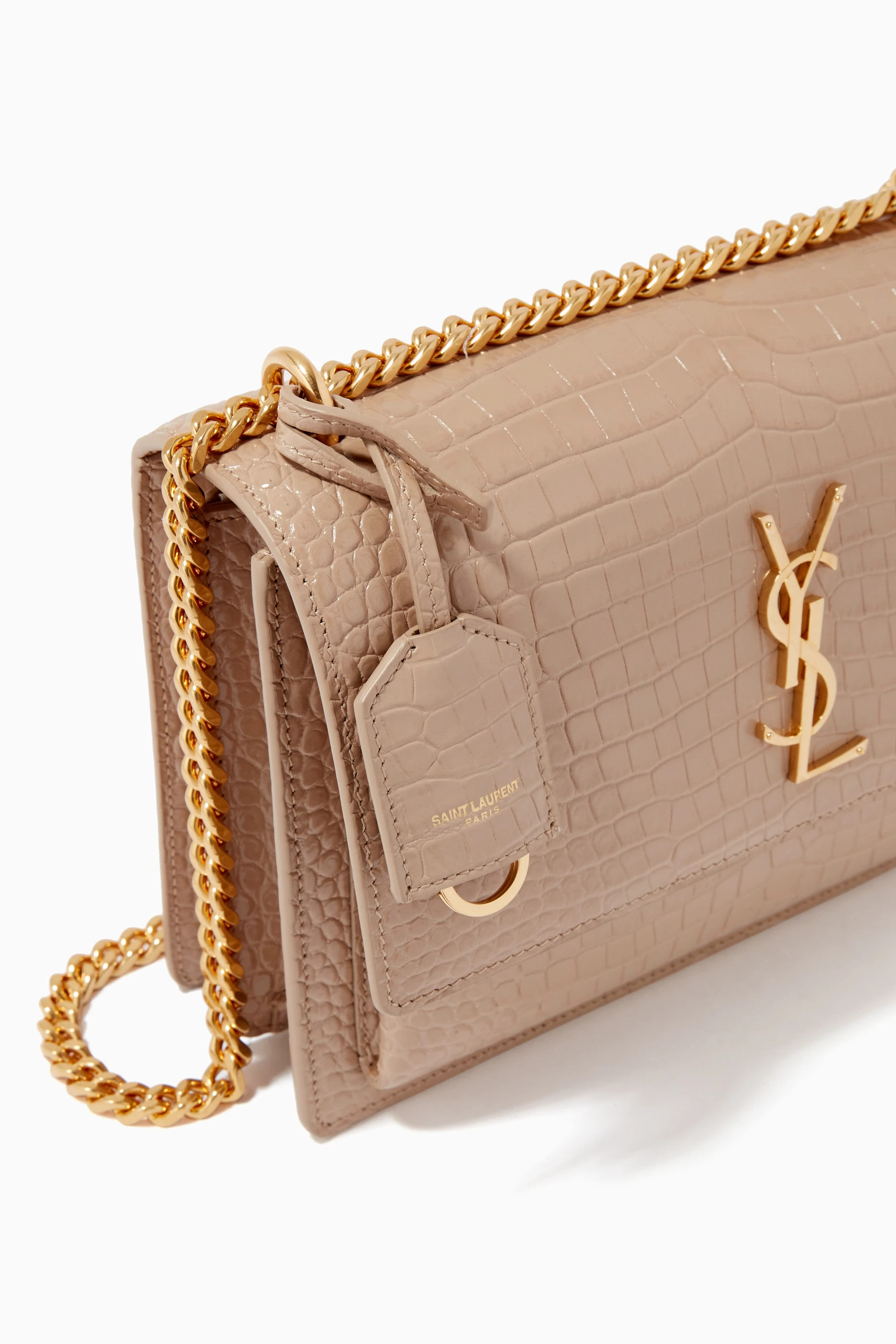 Ysl sunset bag croc on sale