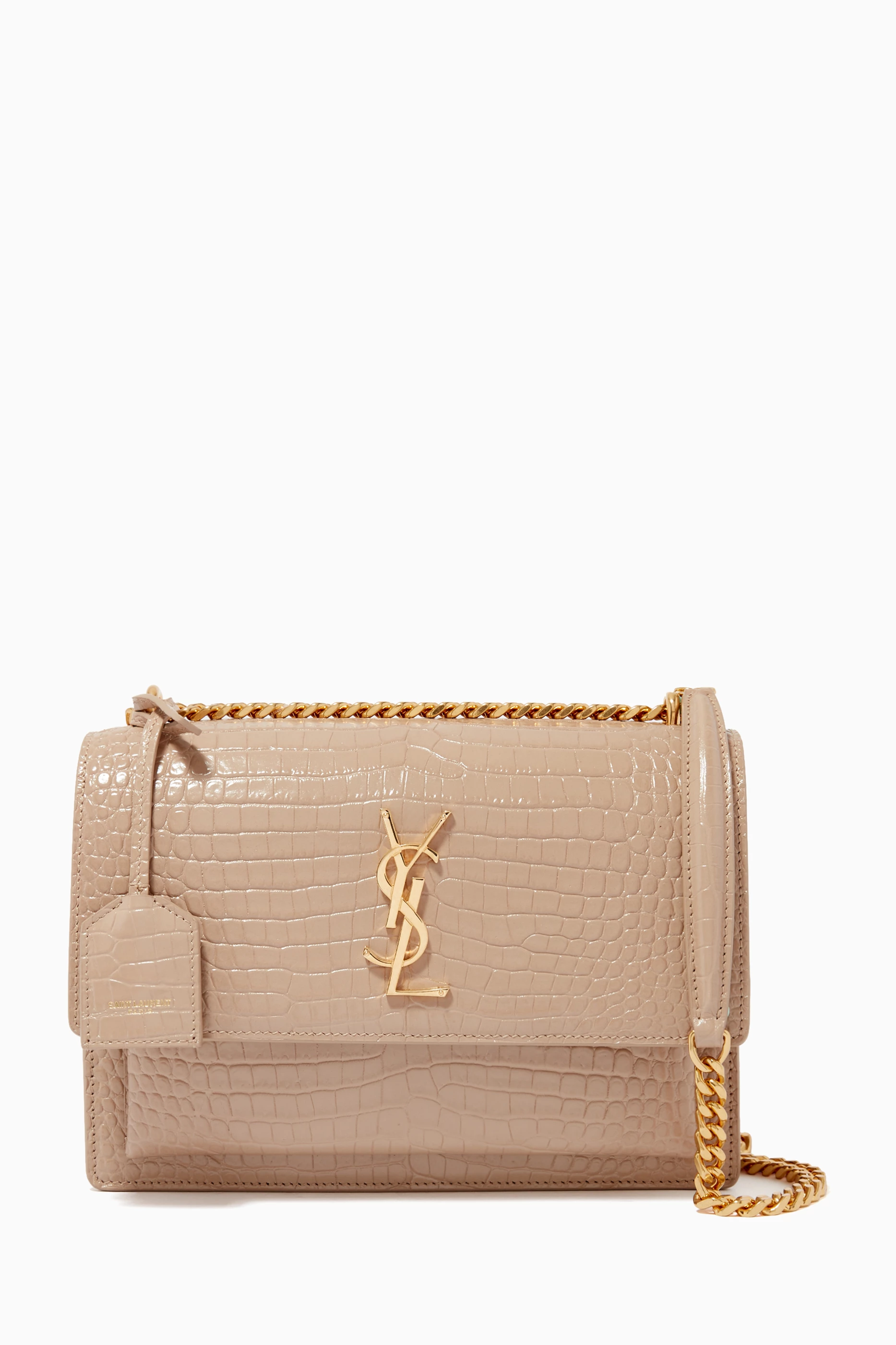 Buy SAINT LAURENT Neutral Medium Sunset Bag in Crocodile Embossed Shiny Leather For Women Online Ounass Saudi