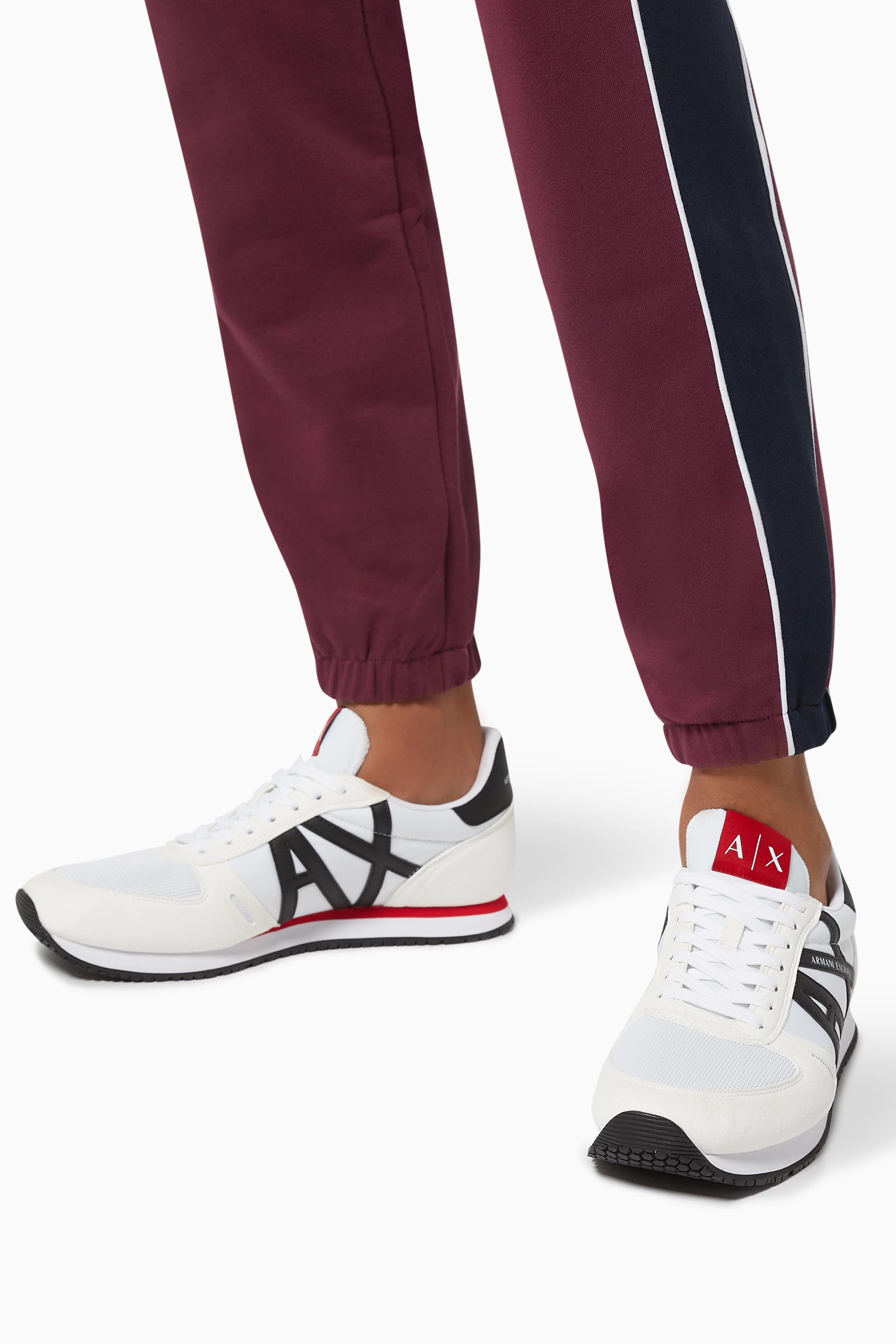 Buy Armani Exchange White AX Icon Sneakers in Suede Mesh For Men Online Ounass Saudi