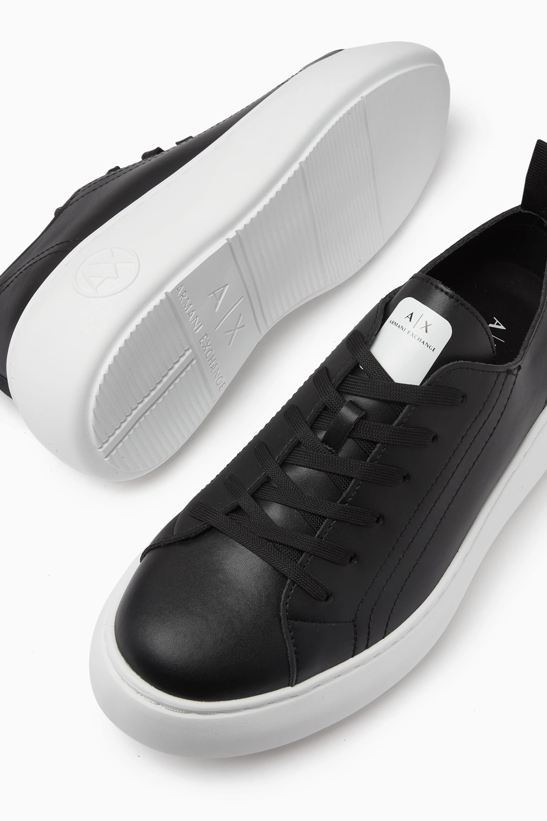 Buy Armani Exchange Black AX Chunky Sneakers in Faux Leather For Women Online Ounass Saudi