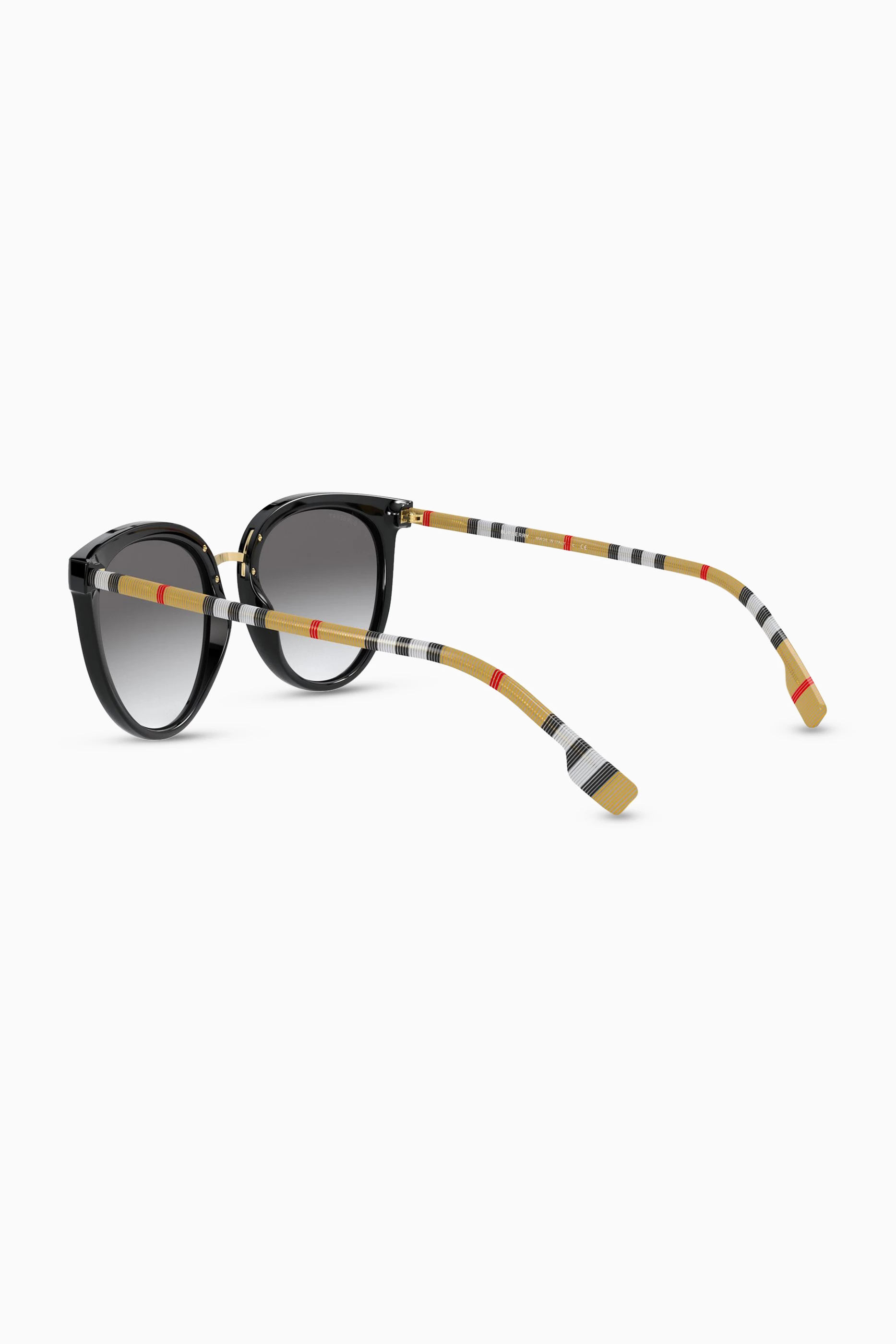 Burberry Black Cat-Eye Sunglasses with Multicolor Stripe Temples Cat Eye Glasses Burberry Glasses Temples Burberry Women main image 4