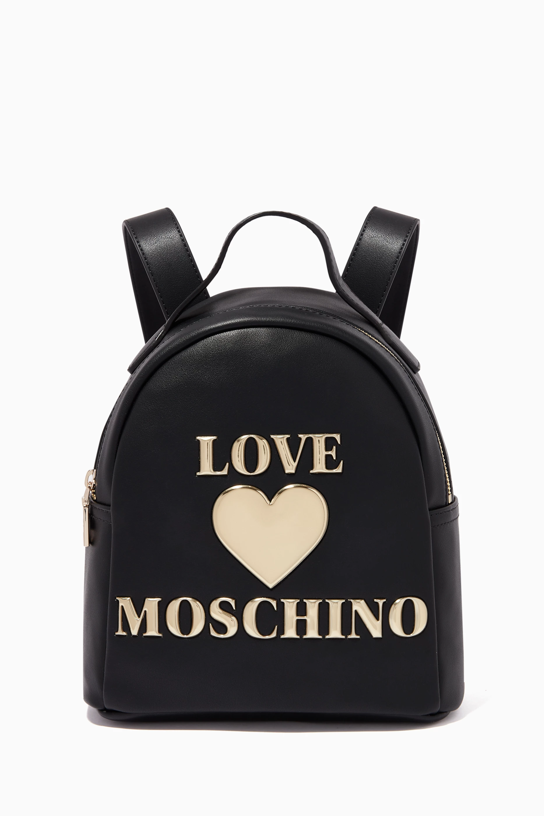 Buy Love Moschino Black Padded Heart Logo Backpack in PU Leather 