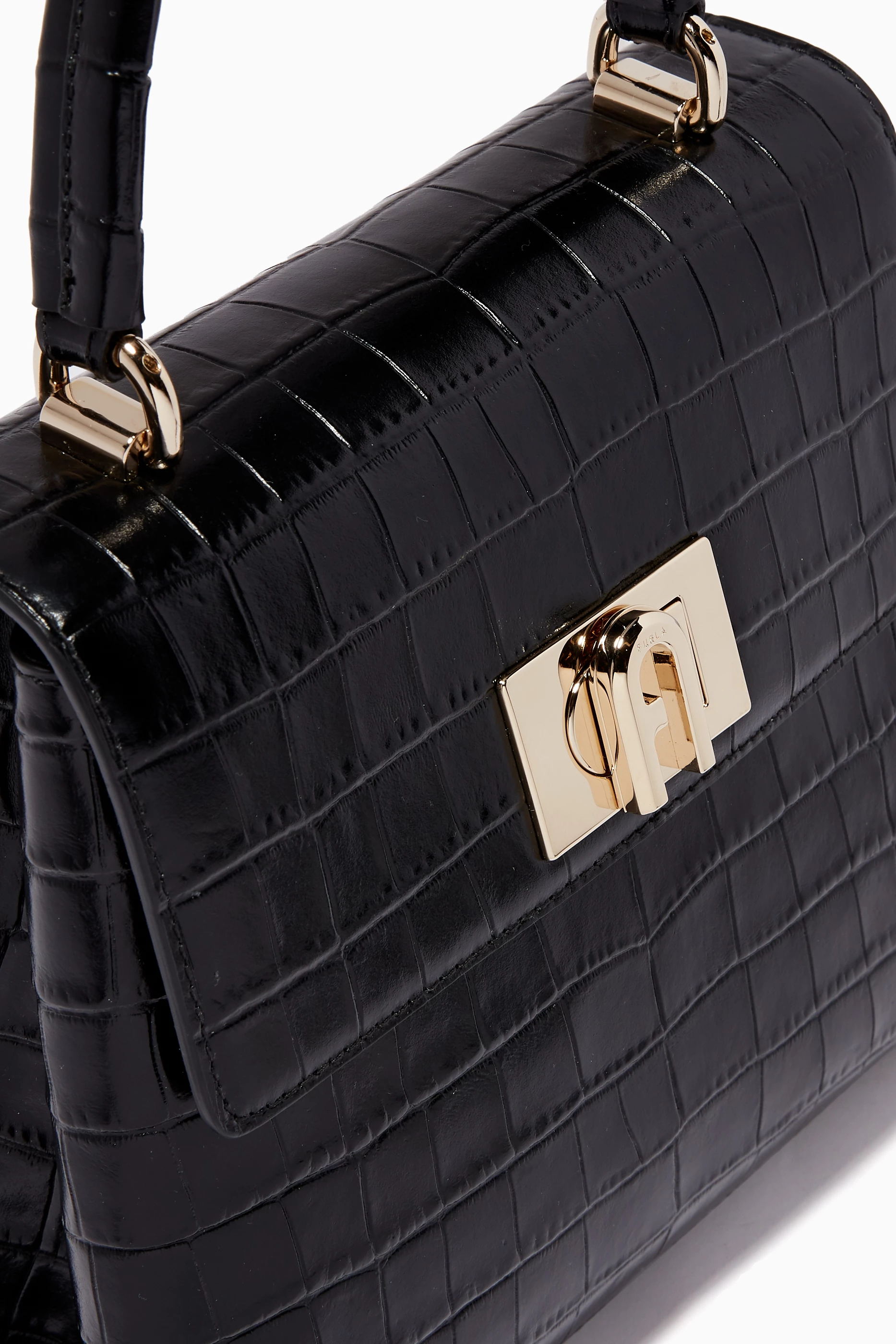 Buy Furla Black Furla 1927 Top Handle Bag in Croc-Embossed
