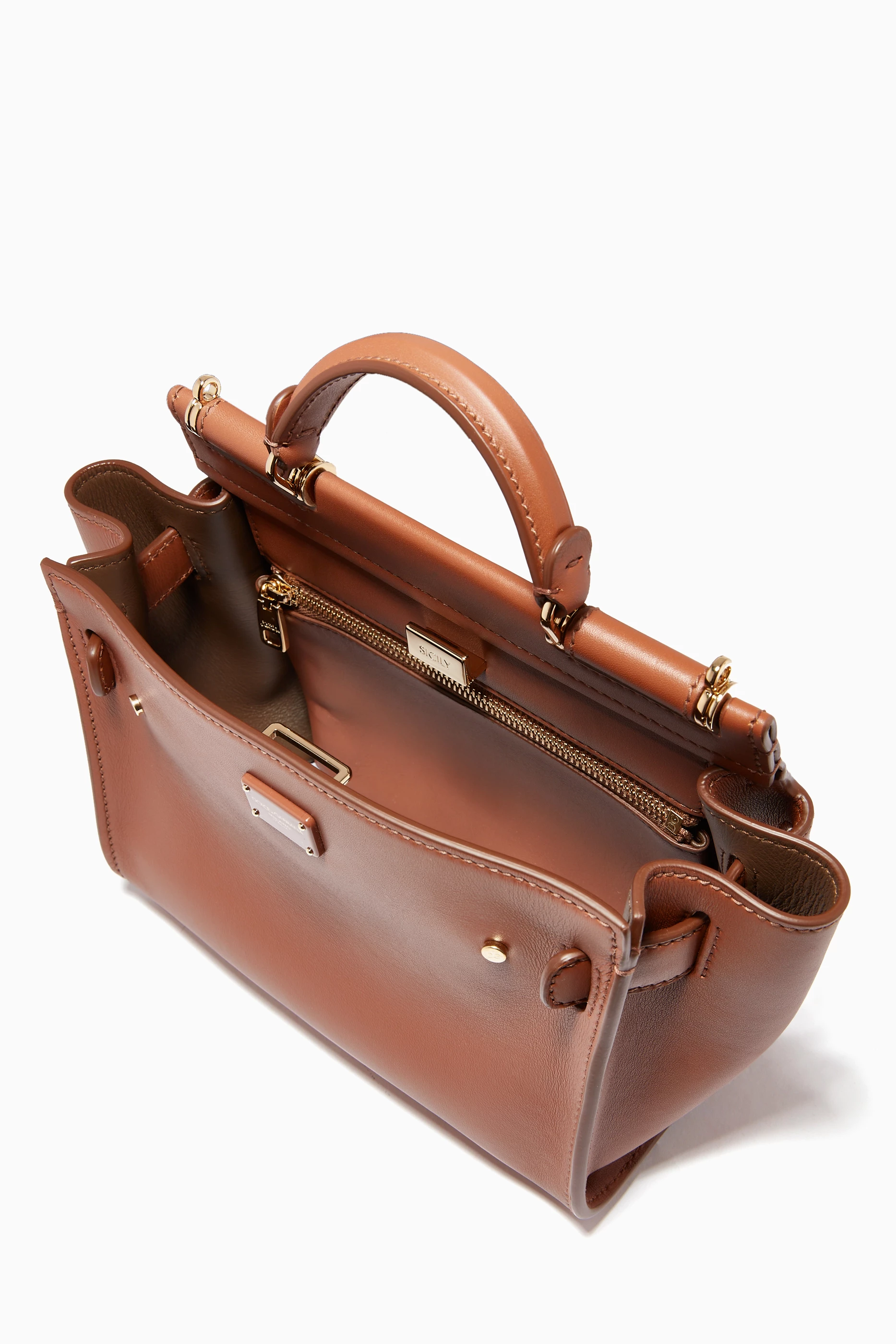 Buy Dolce & Gabbana Brown Small Sicily 62 Soft Bag in Thaiti 