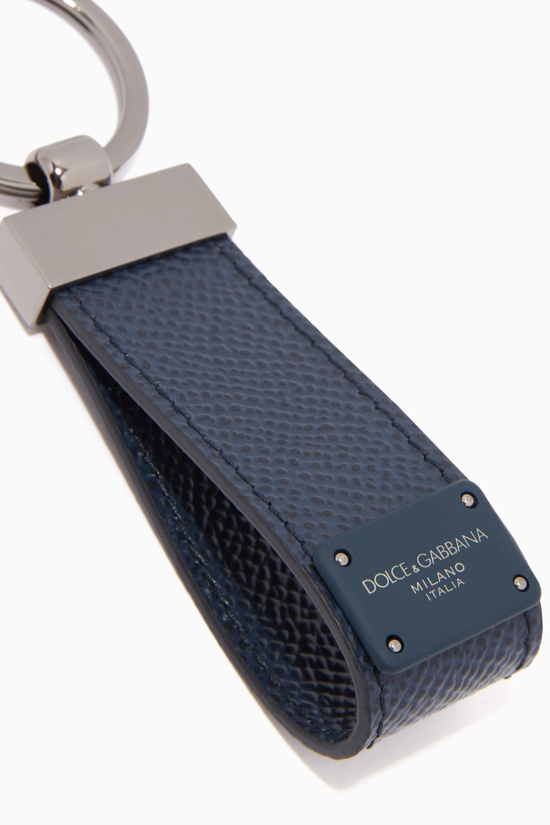 Buy Dolce & Gabbana Blue Key Holder in Dauphine Leather For