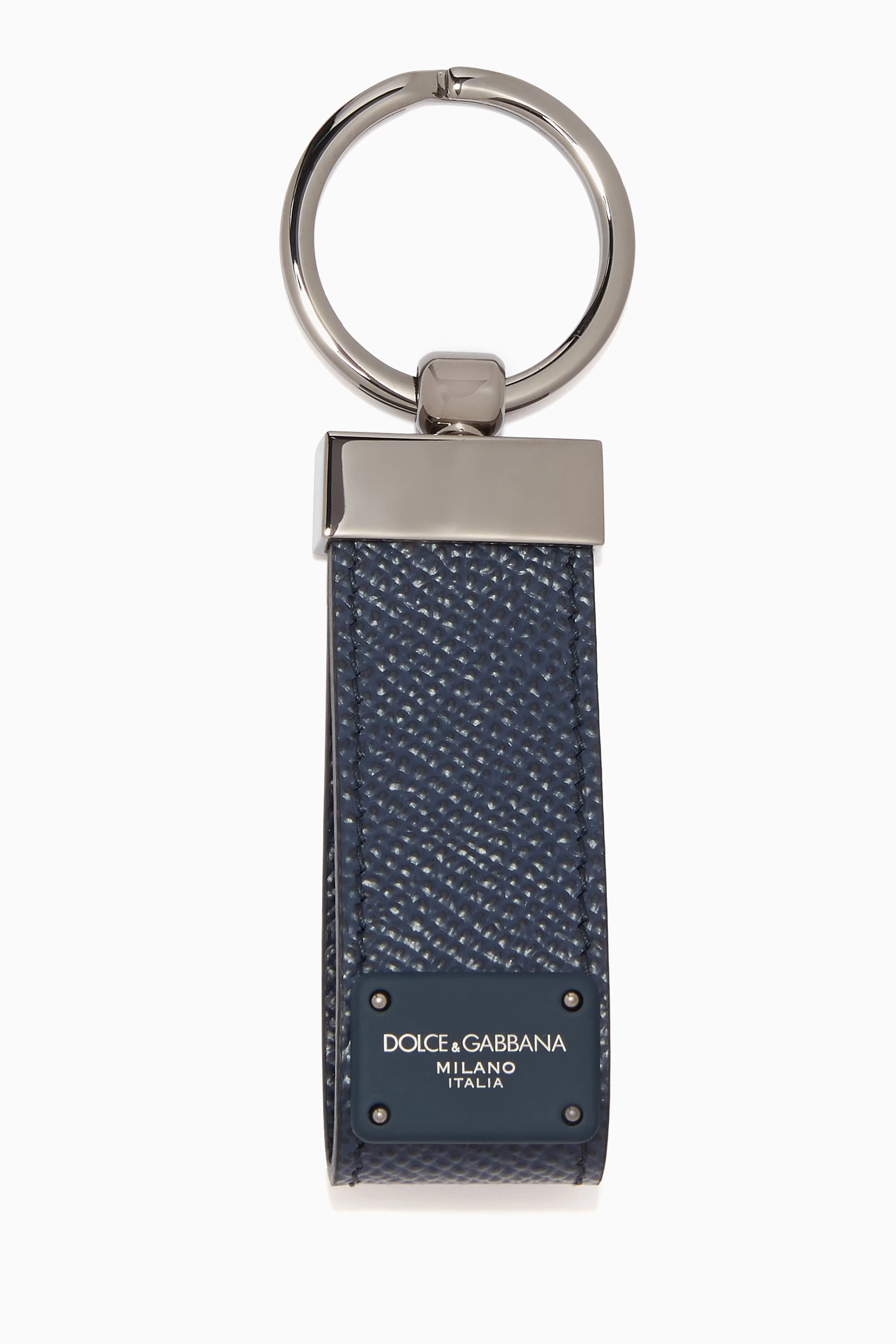 Buy Dolce & Gabbana Blue Key Holder in Dauphine Leather For