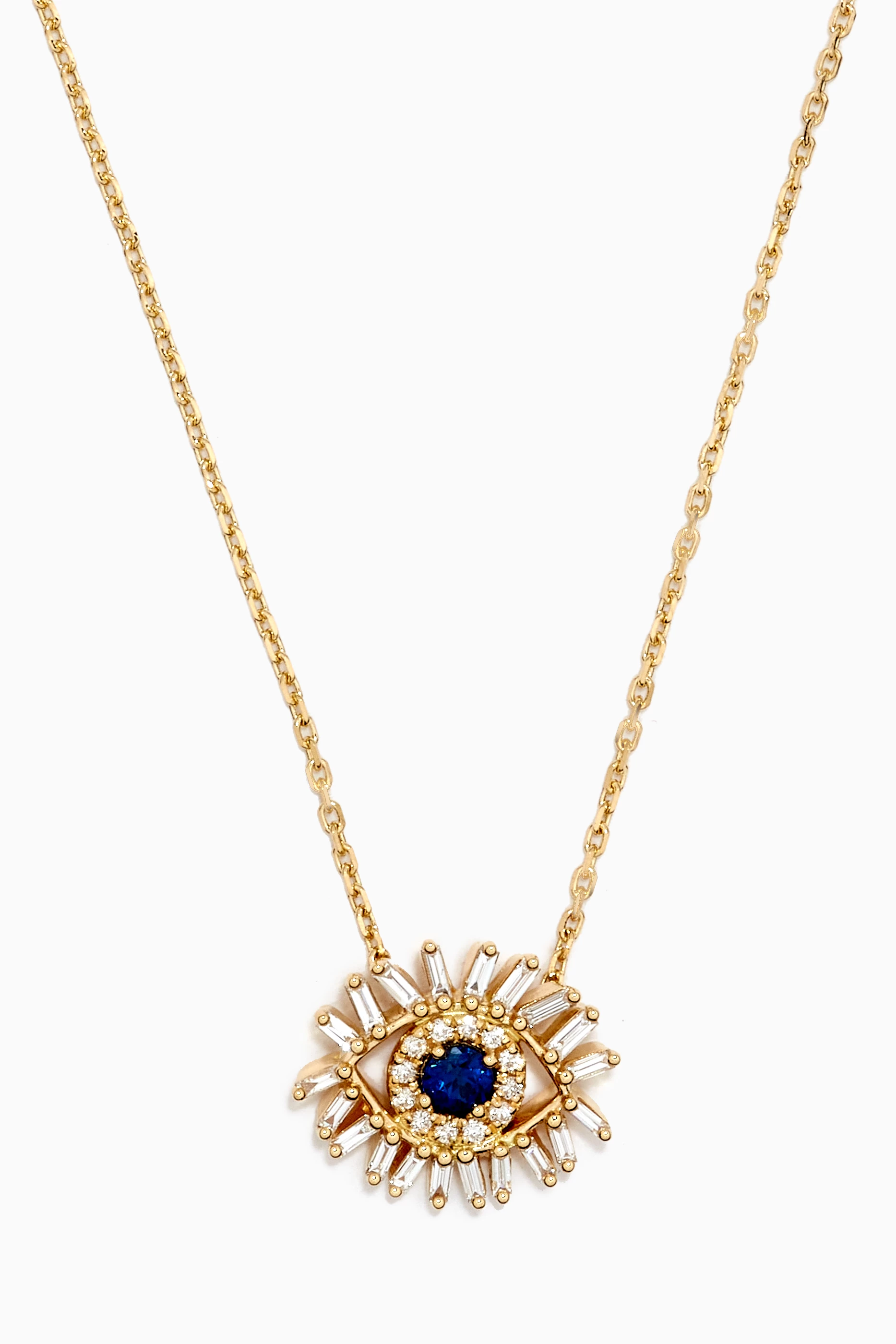 Buy Suzanne Kalan Yellow Mini Evil Eye Blue Sapphire Necklace in 18kt Yellow Gold For Women Online Ounass Saudi