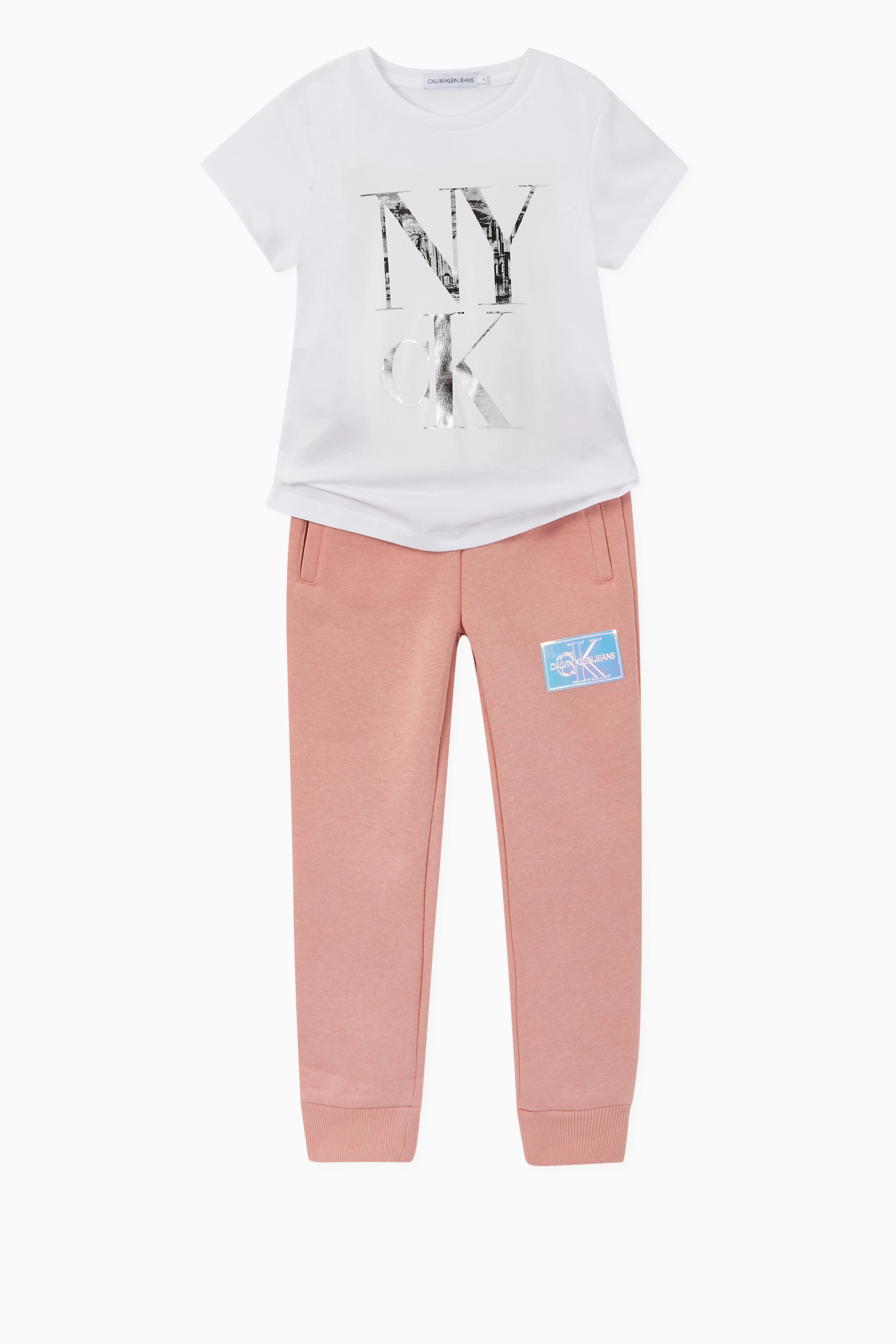 Buy Calvin Klein Pink Monogram Badge Jersey Sweatpants For Girls Online Ounass Saudi