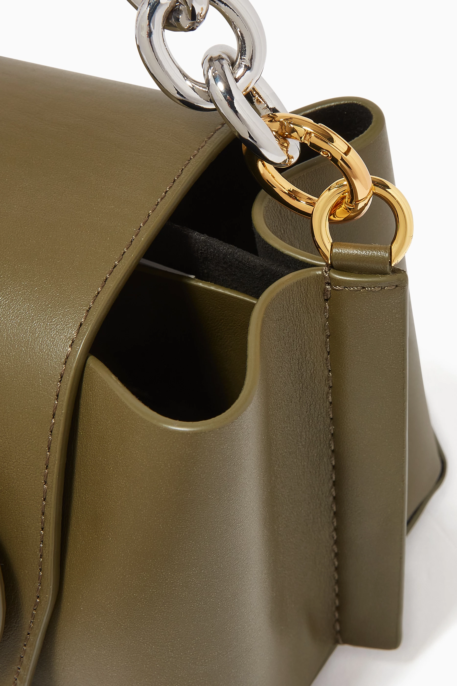 Buy YUZEFI Green Daria Bag in Calf Leather For Women Online 
