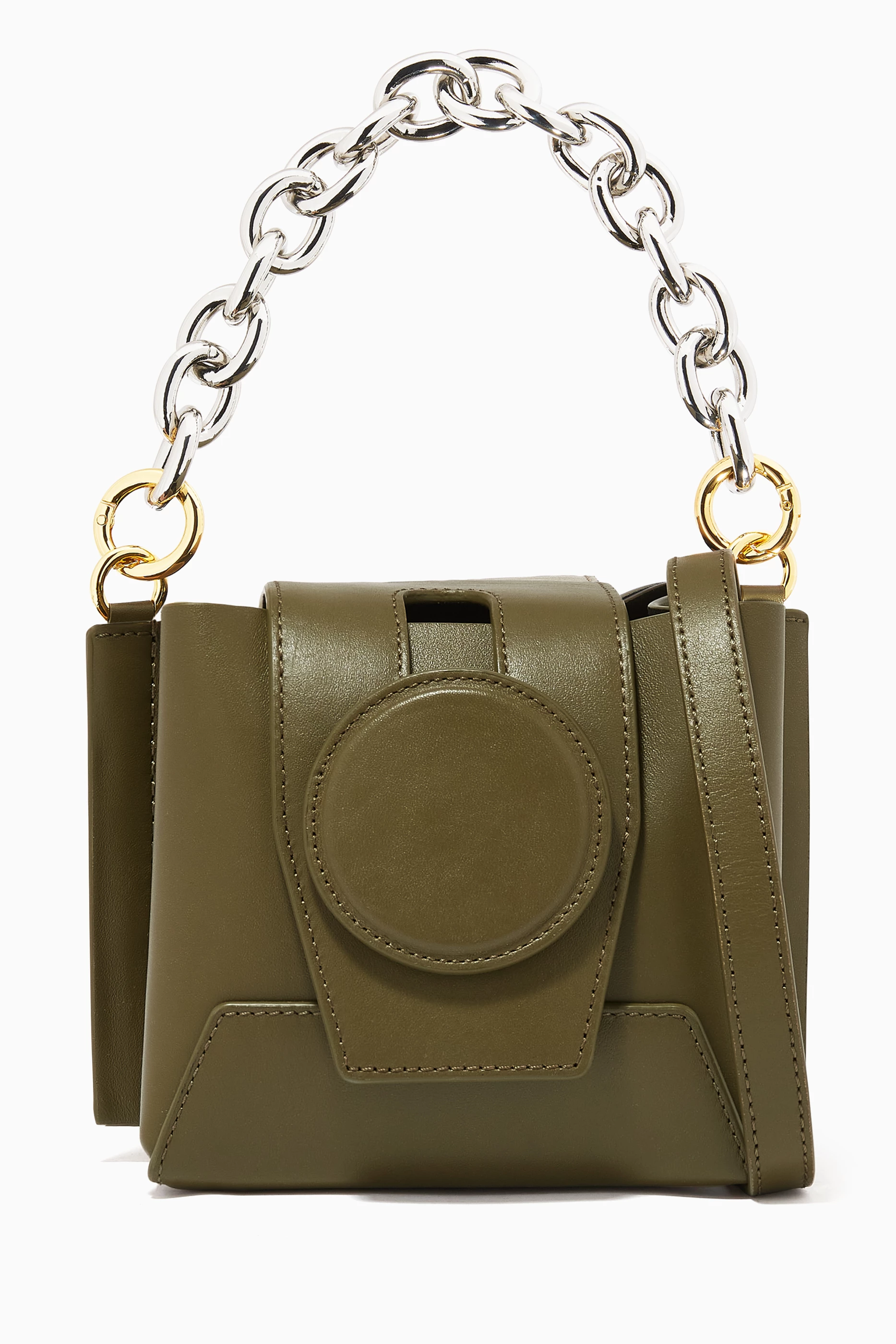 Buy YUZEFI Green Daria Bag in Calf Leather For Women Online 
