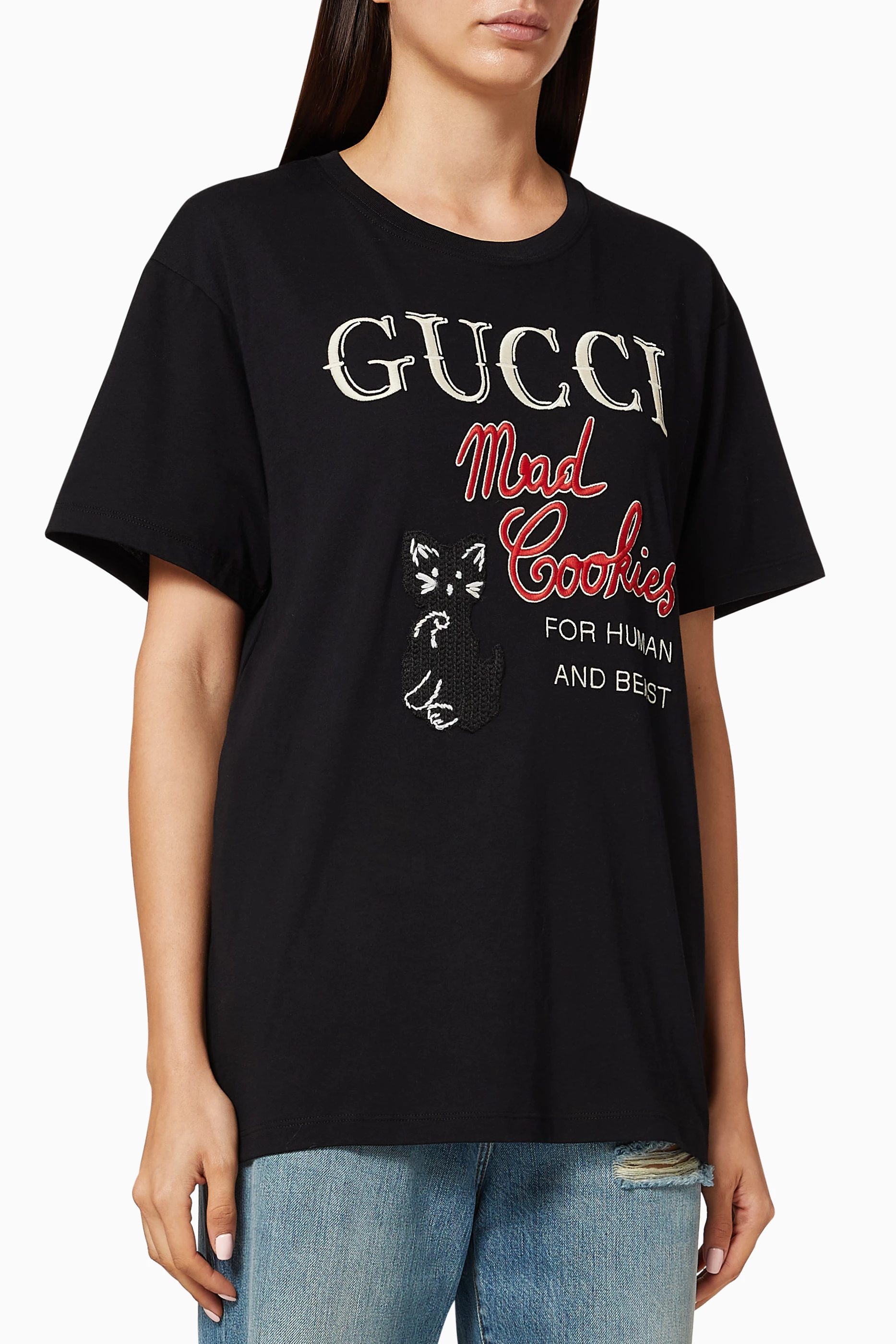 Buy Gucci Black 'Mad Cookies' Print T-Shirt For Women Online