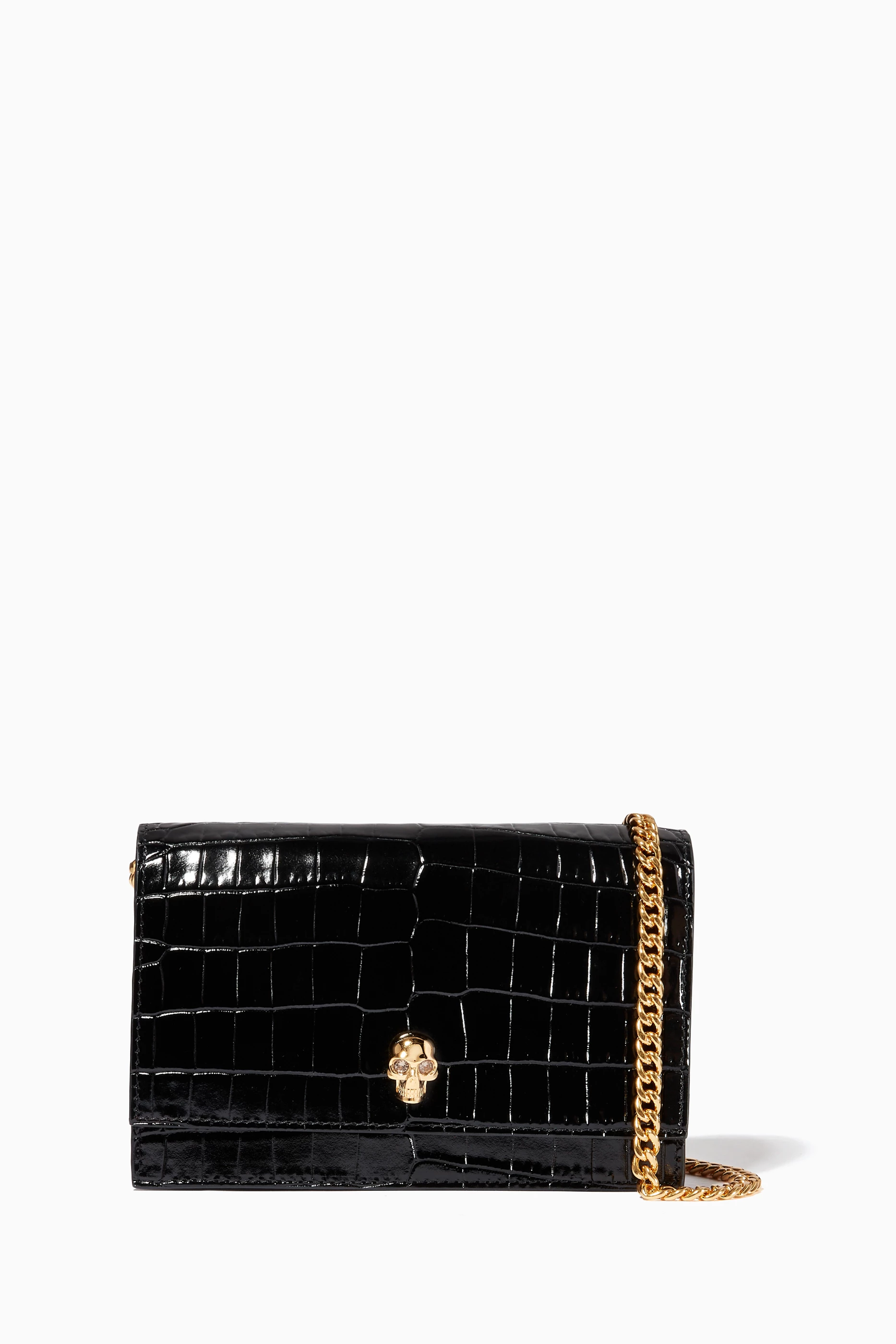 Buy Alexander McQueen Black Mini Skull Bag in Croc embossed Calfskin For Women Online Ounass Saudi