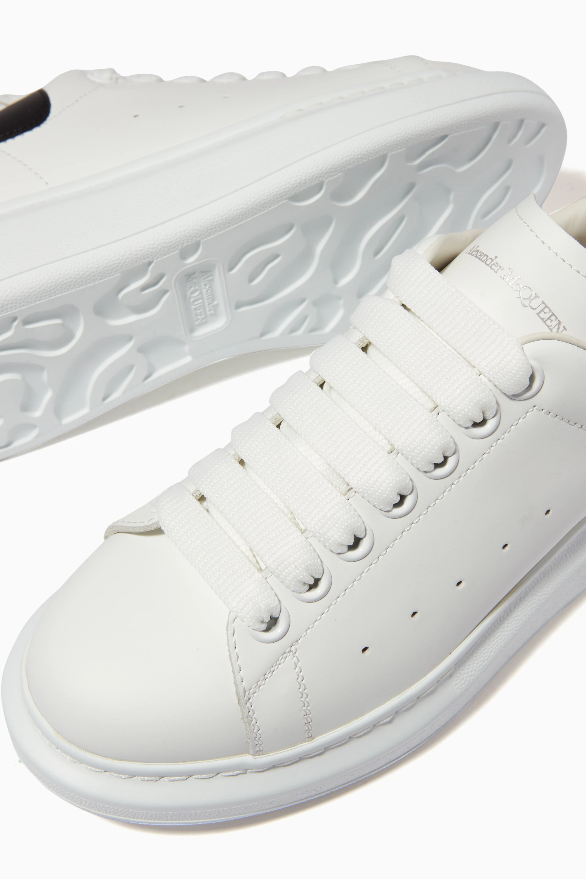 Buy Alexander McQueen White Oversized Sneakers with Heart Patch in Leather For Women Online Ounass Saudi