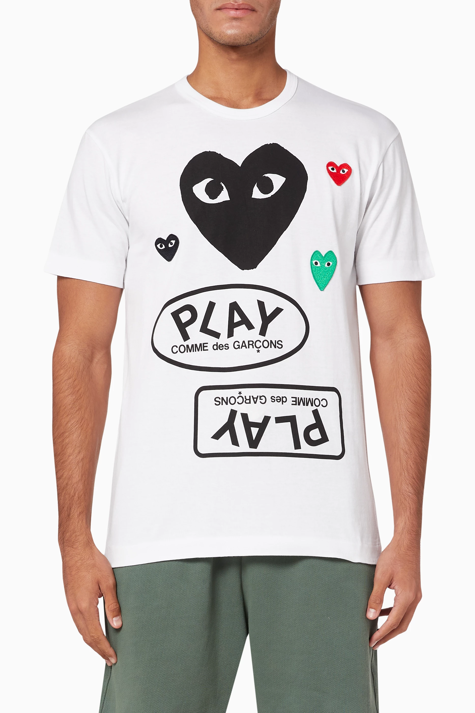 Buy Comme des Garcons PLAY White Graphic Logo Print Cotton T Shirt For Men Online Ounass Saudi