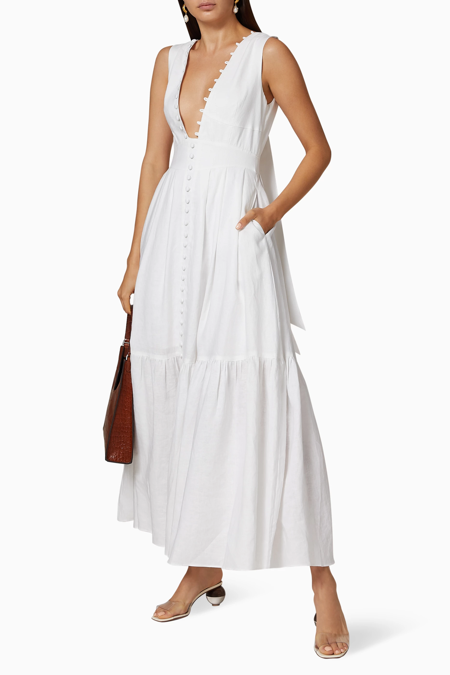 Buy Joslin White Marion Linen Maxi Dress For Women Online | Ounass Saudi