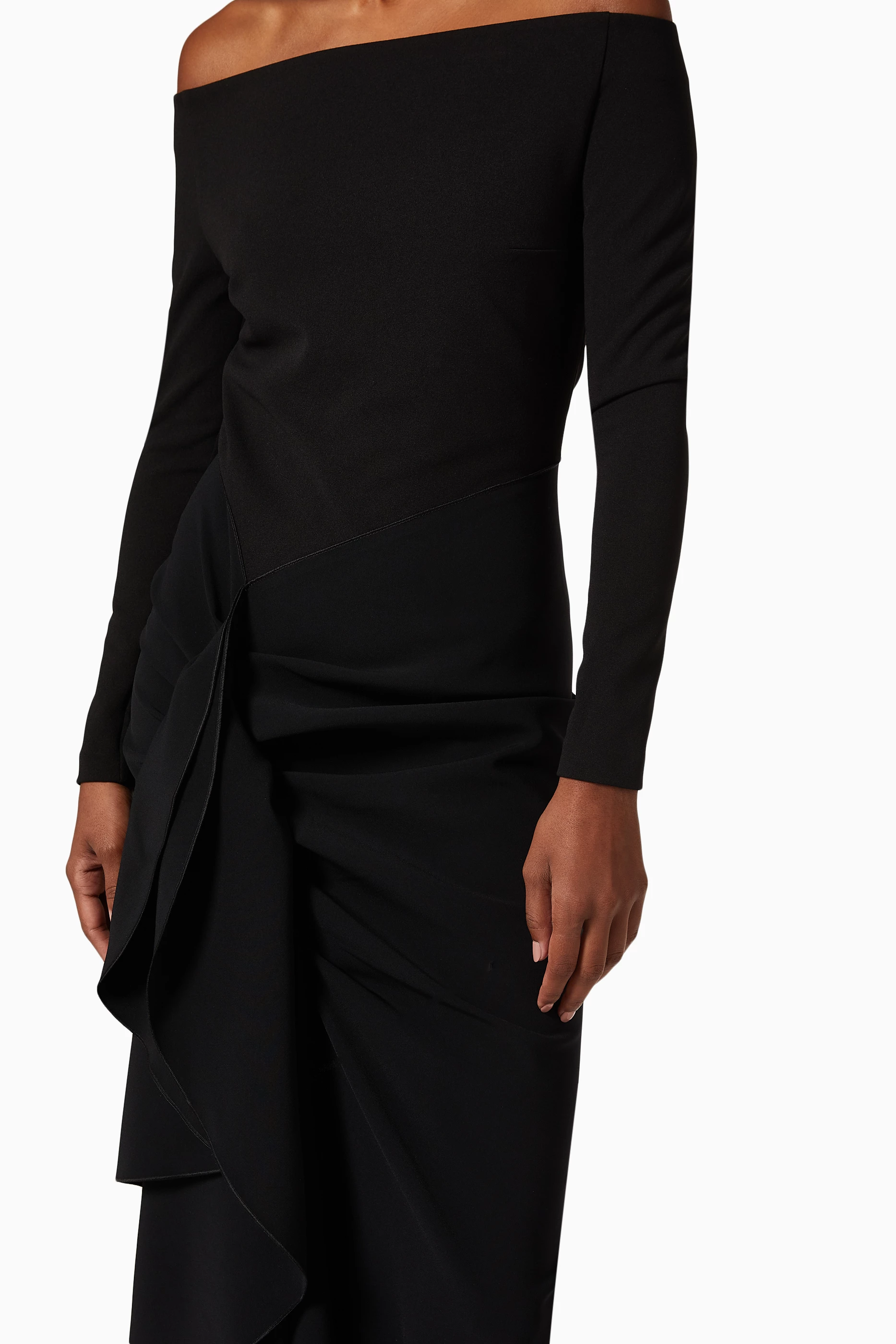 Buy Solace London Black Lotus Ruffle Knot Midaxi Dress For Women Online |  Ounass Saudi