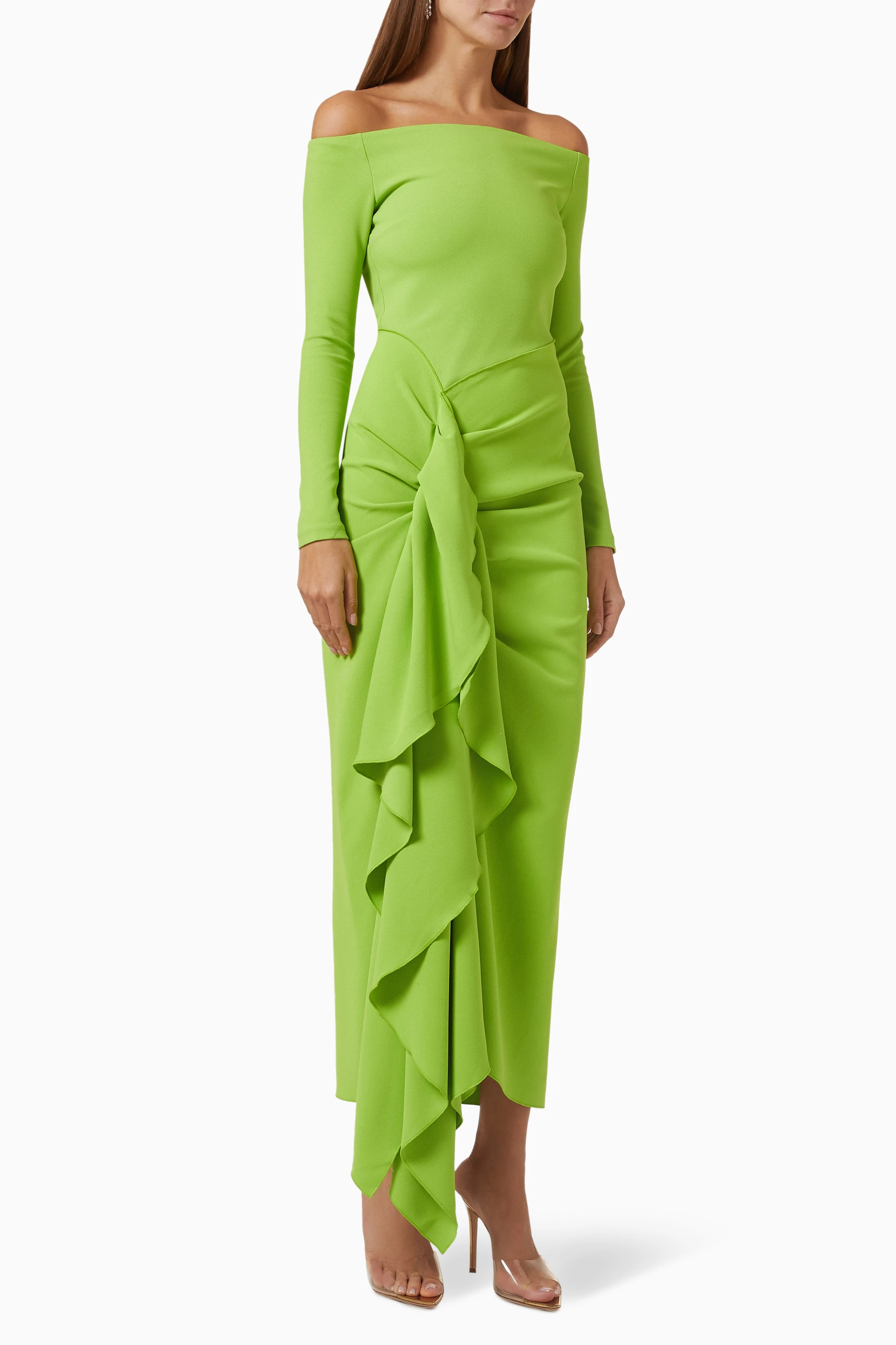 white lotus green dress SPIRAL LOTUS LEAF MAXI DRESS IN GREEN | CULT MIA main image 0