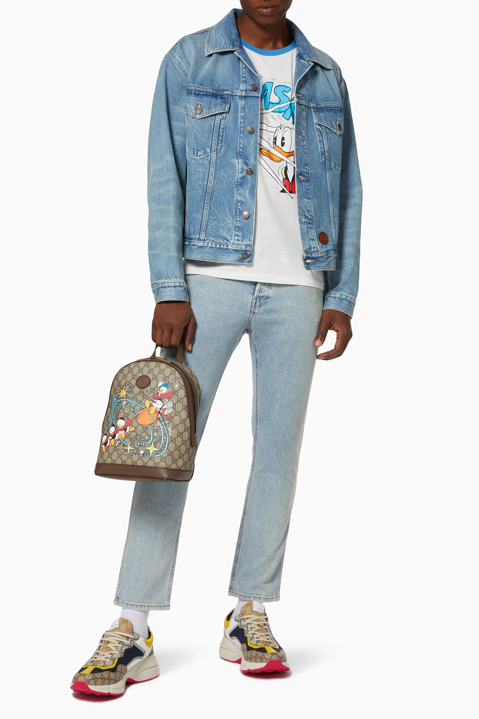 【希少】グッチ 23ss GUCCI x Disney Denim Jacket Gucci X Disney Donald Duck Print Denim Jacket in Blue for