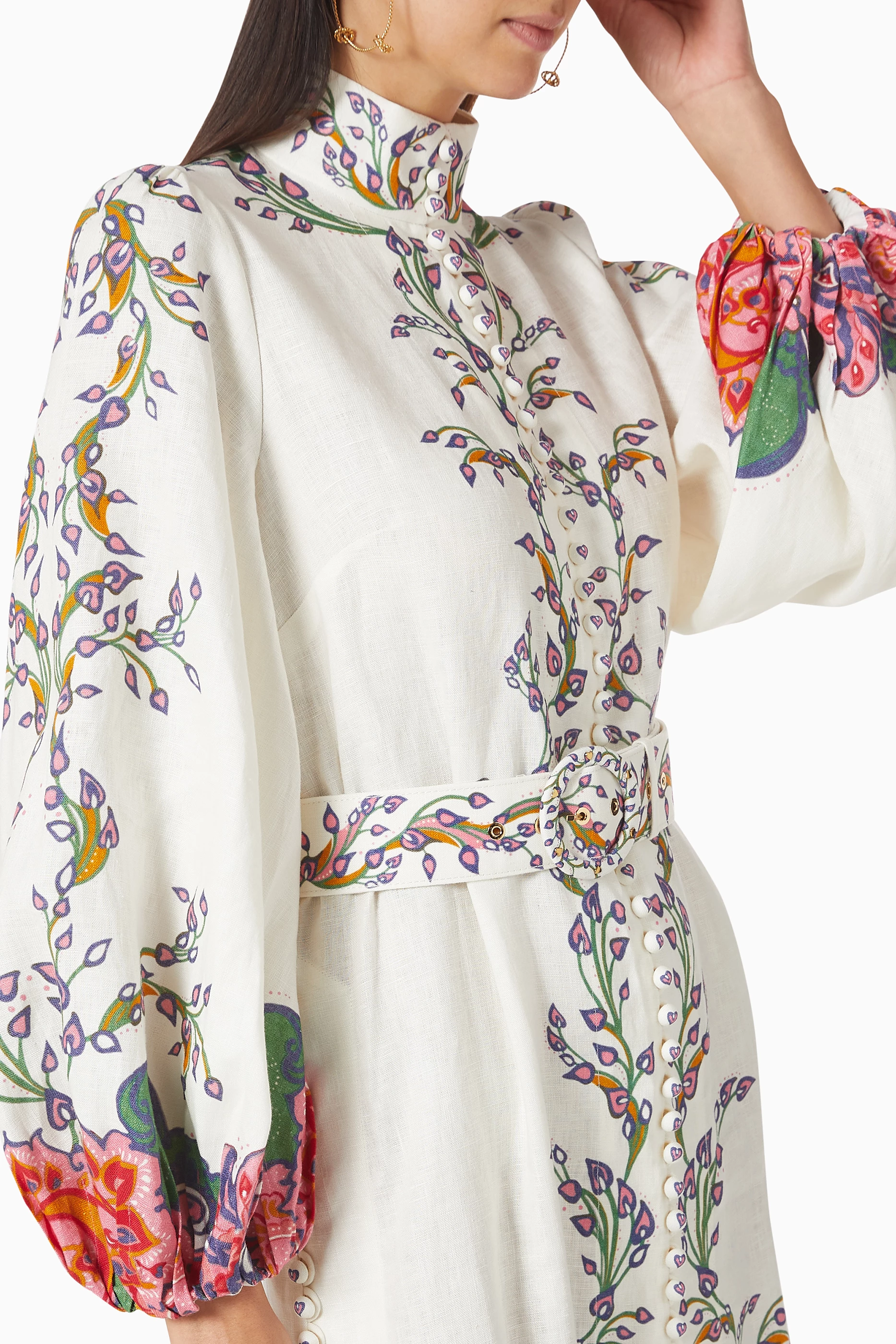 Buy Zimmermann Neutral The Lovestruck Buttoned Midi Dress For Women Online  | Ounass Saudi