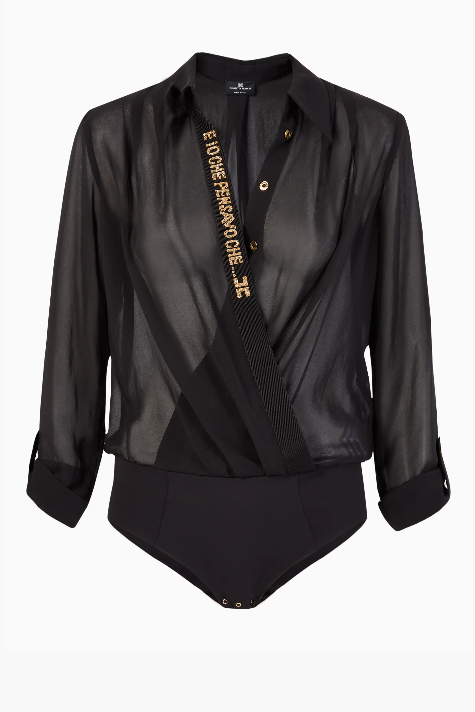 スリップ・インナー・キャミ ELISABETTA FRANCHI BLACK VISCOSE BODYSUIT Elisabetta Franchi Bodysuits for Women | Online Sale up to