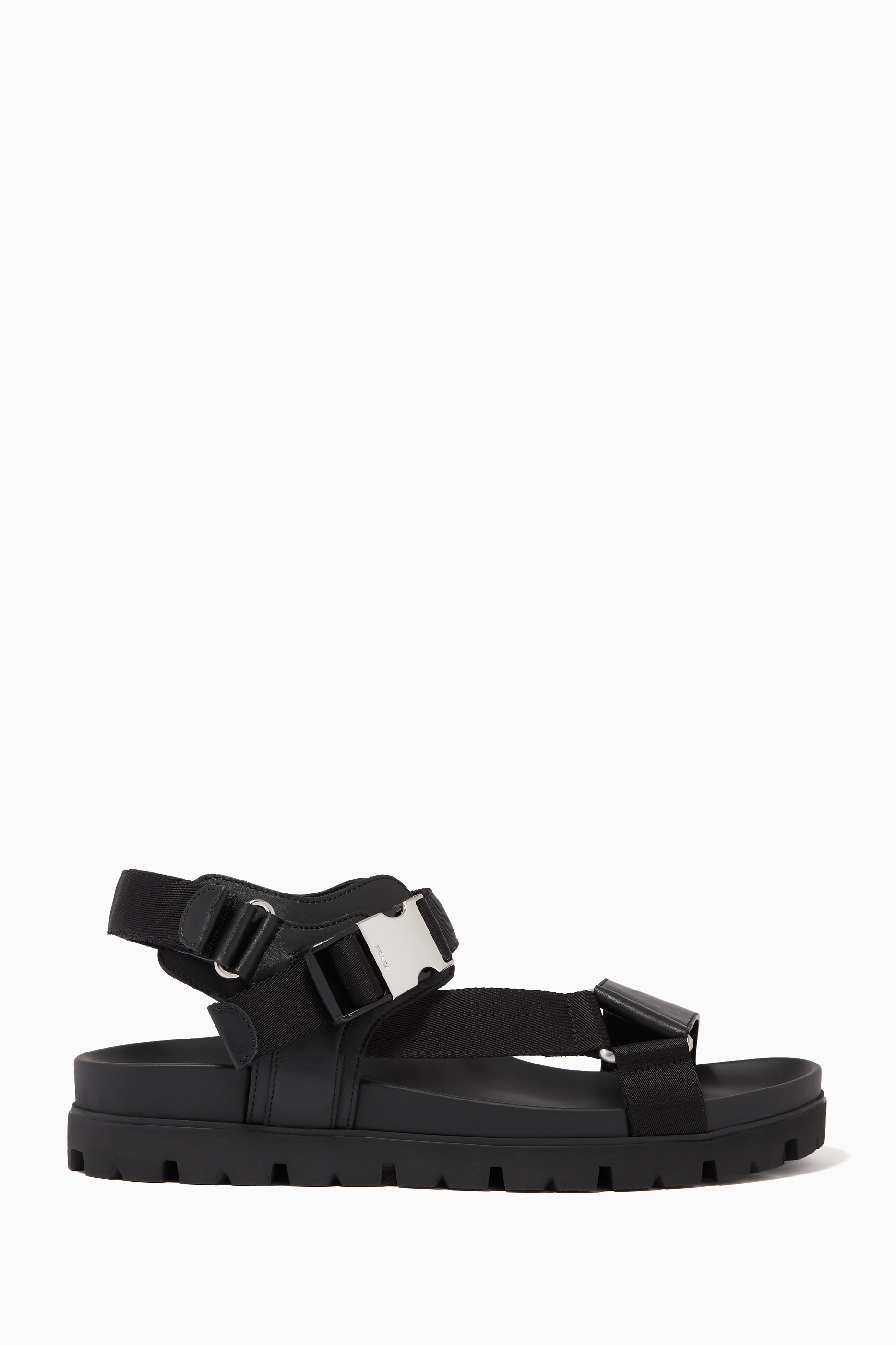 Buy Prada Black Nomad Sandals in Leather Nylon For Men Online Ounass Saudi
