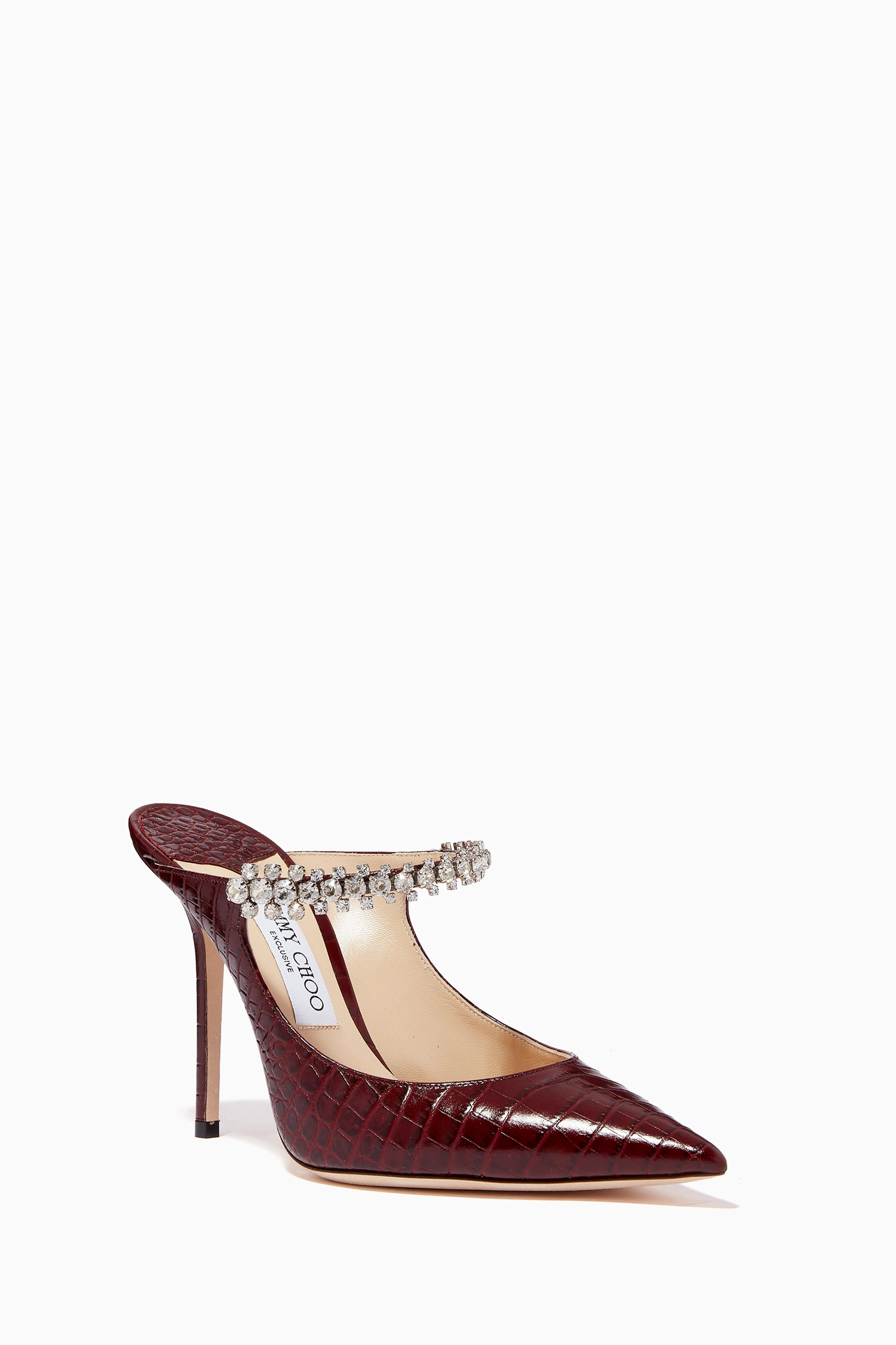パンプス JIMMY CHOO AGNES85 CRPC E,BPSSED LEATHER / BURGUNDY New Authentic Jimmy Choo Agnes 85mm Glittered Heels Dragon