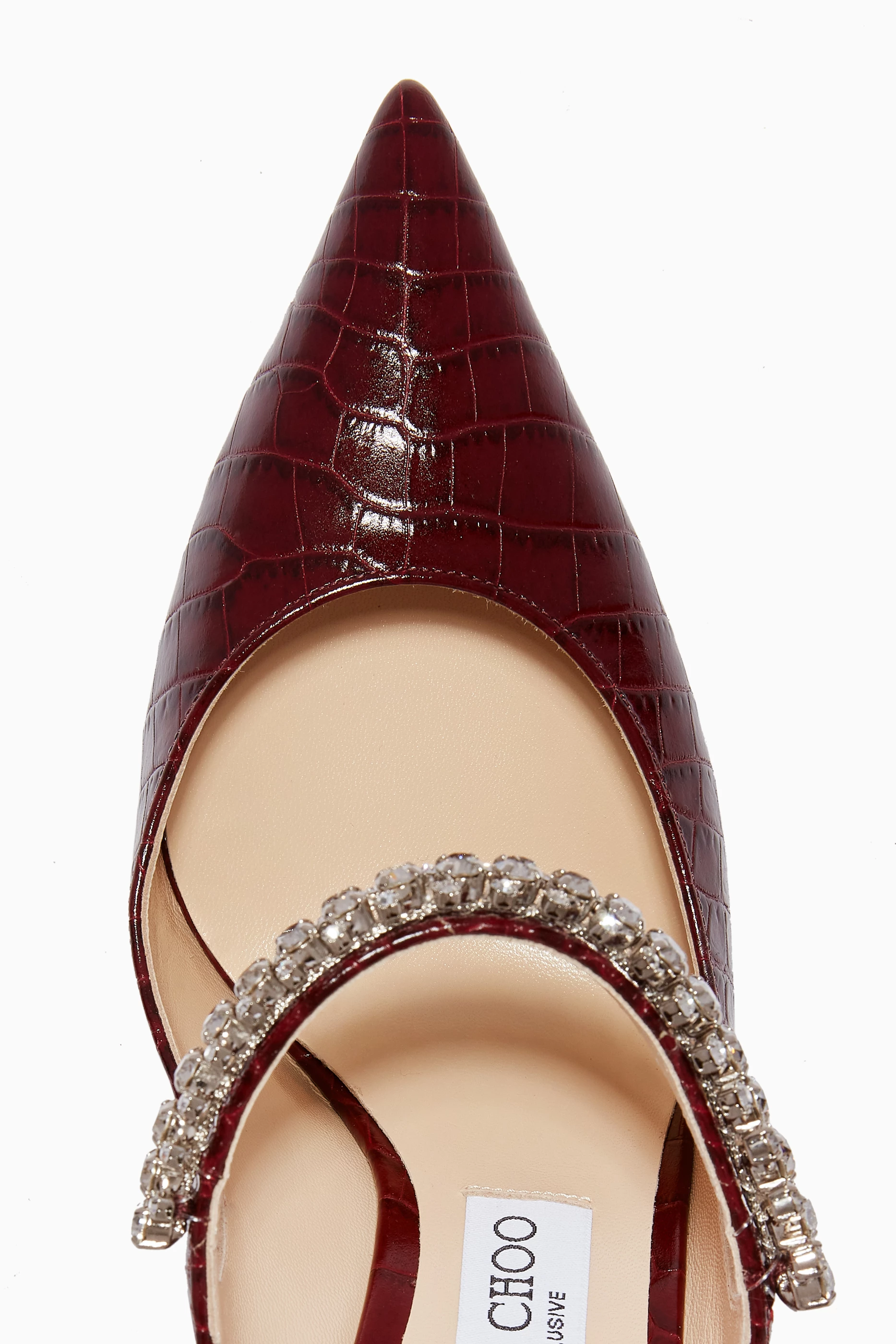Buy Jimmy Choo Burgundy Bing 100 Mules in Croc-Embossed