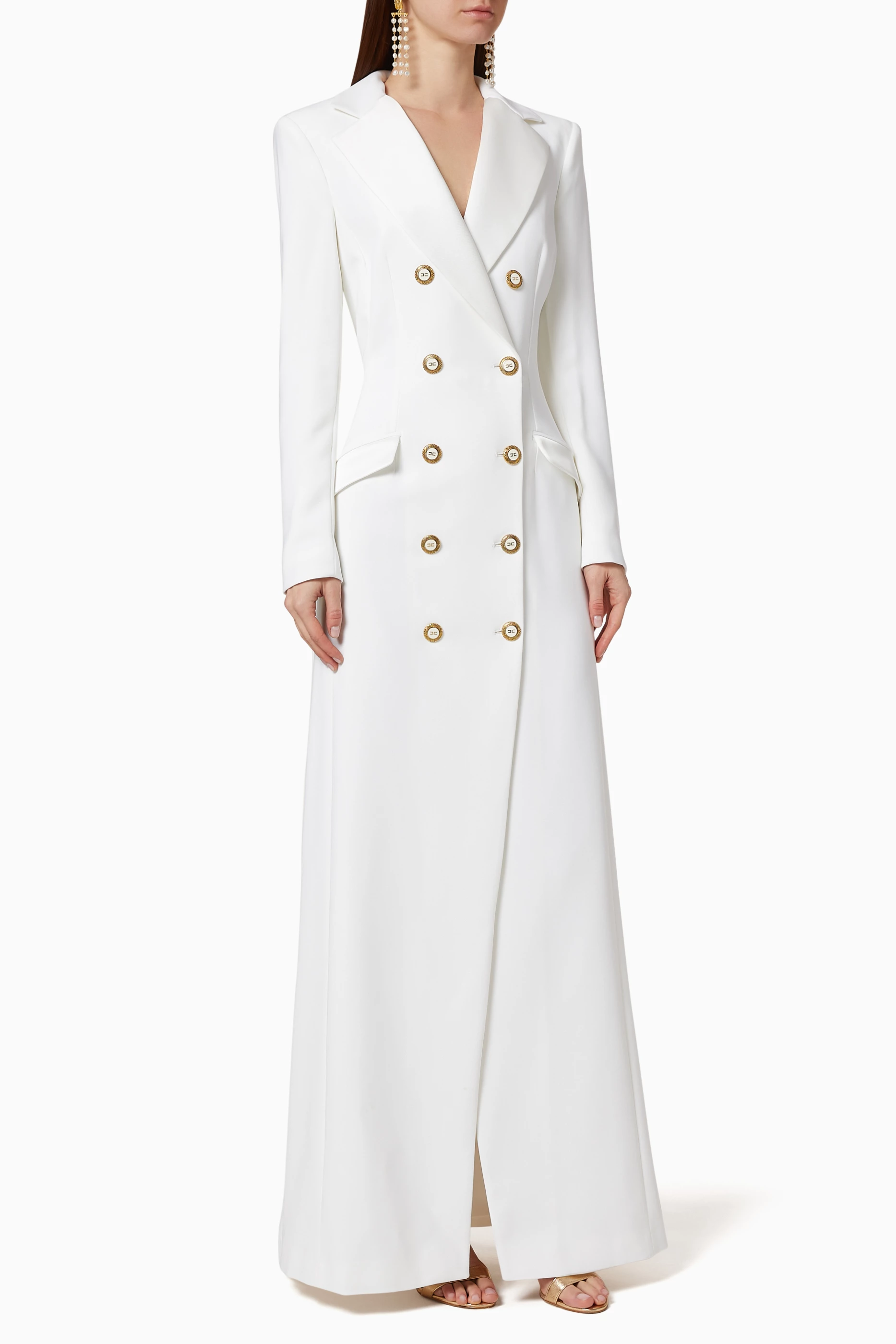 Buy Elisabetta Franchi White Crpe Maxi Blazer Dress For Women Online |  Ounass Saudi