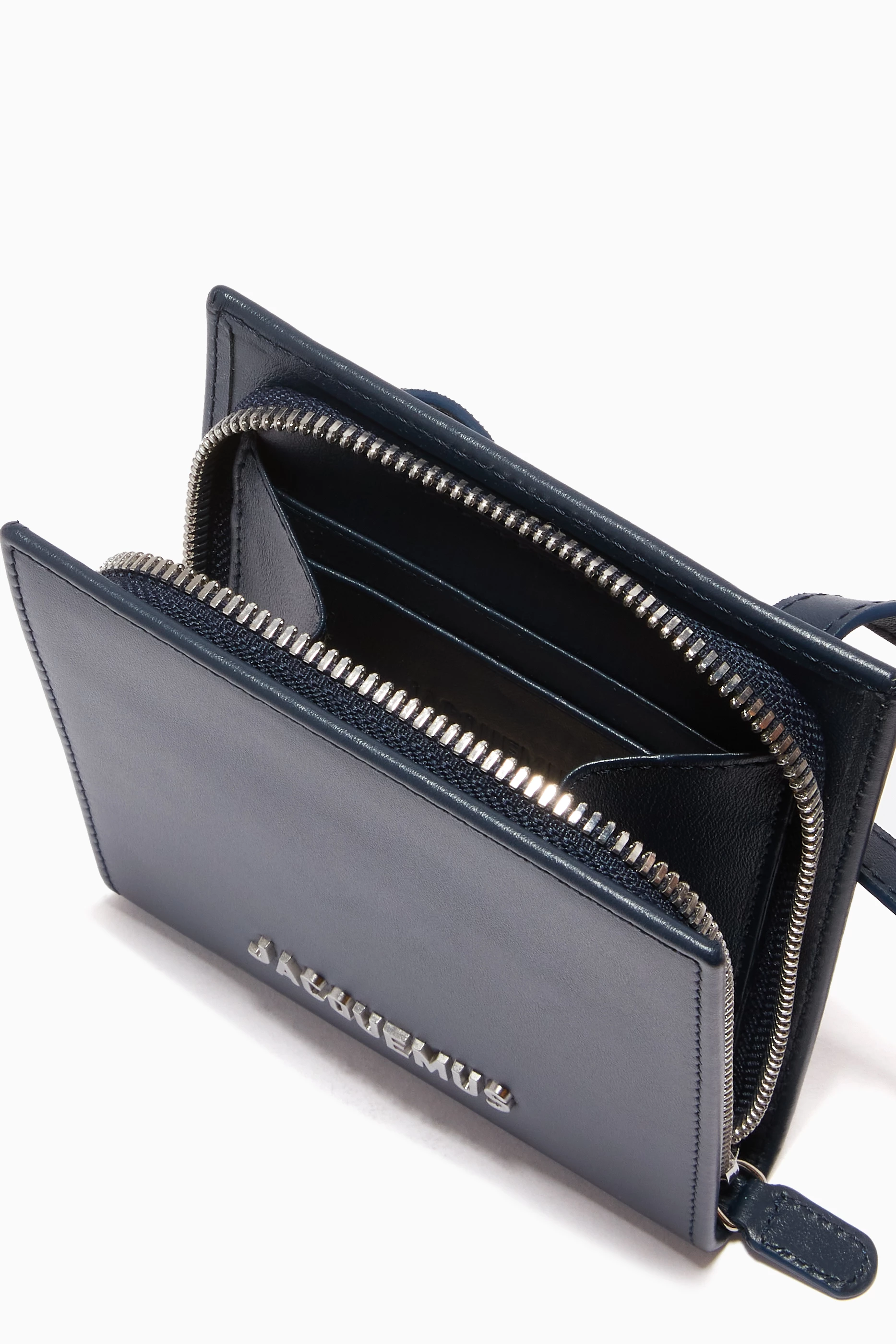 Buy Jacquemus Blue Le Gadjo Wallet on Strap in Leather For Men