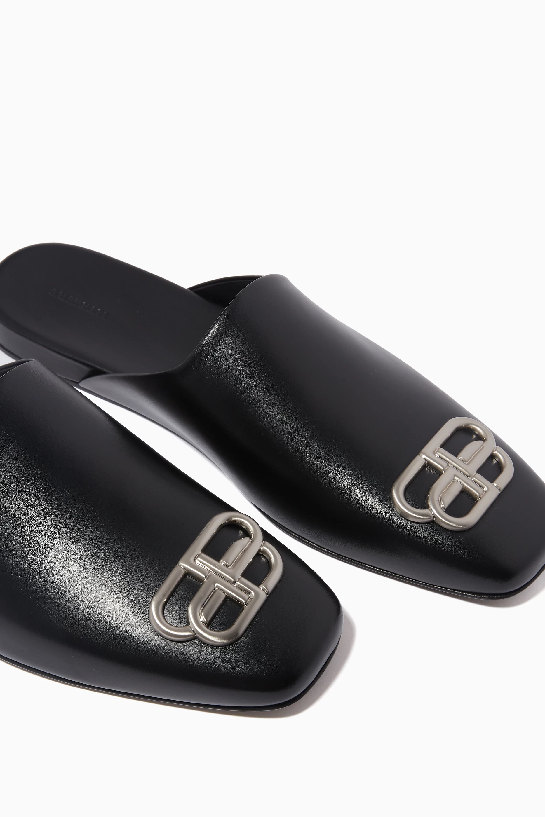 Buy Balenciaga Black Cosy BB Mules in Smooth Calfskin For
