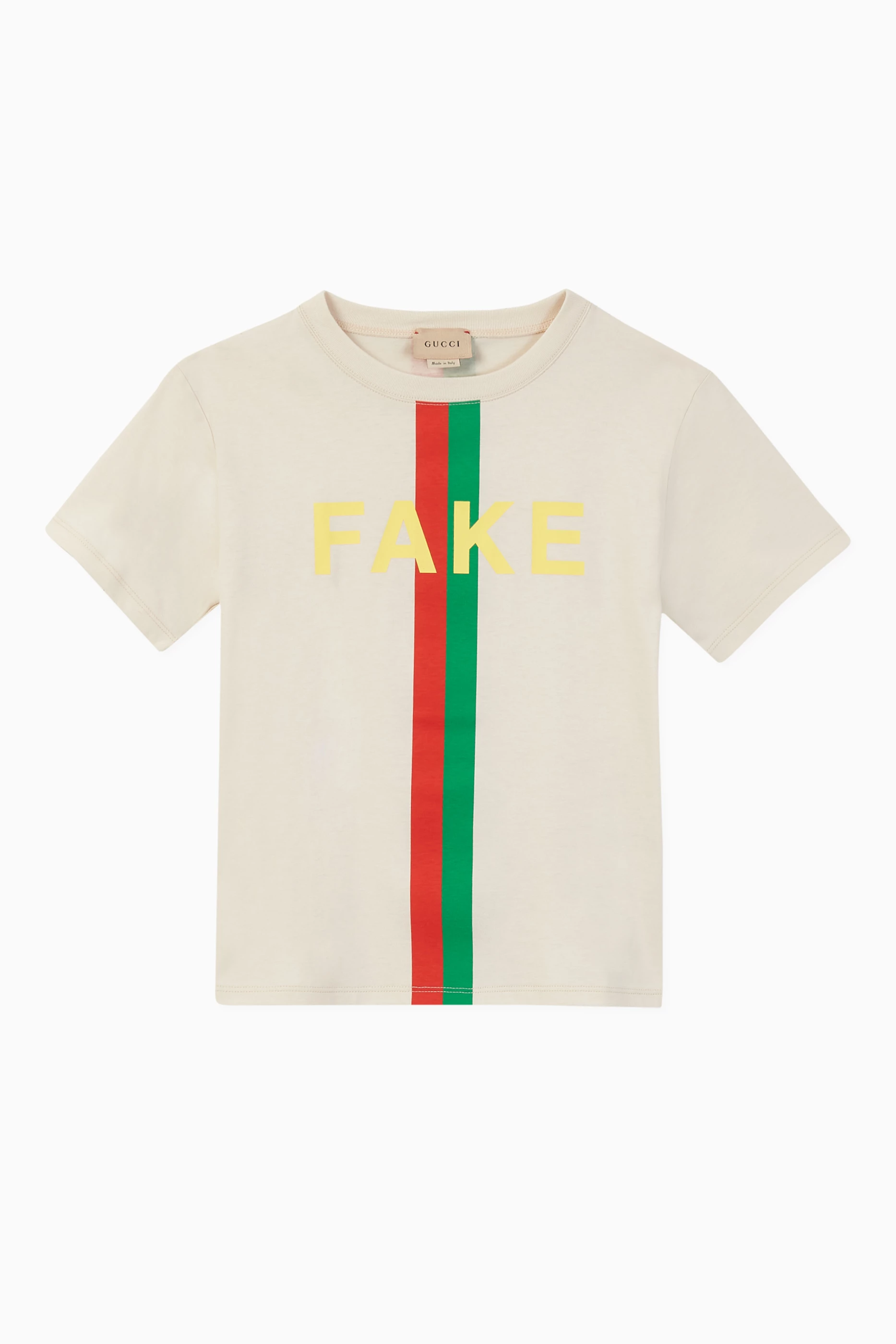 Buy Gucci White Fake Not Print T shirt For Boys Online Ounass Saudi