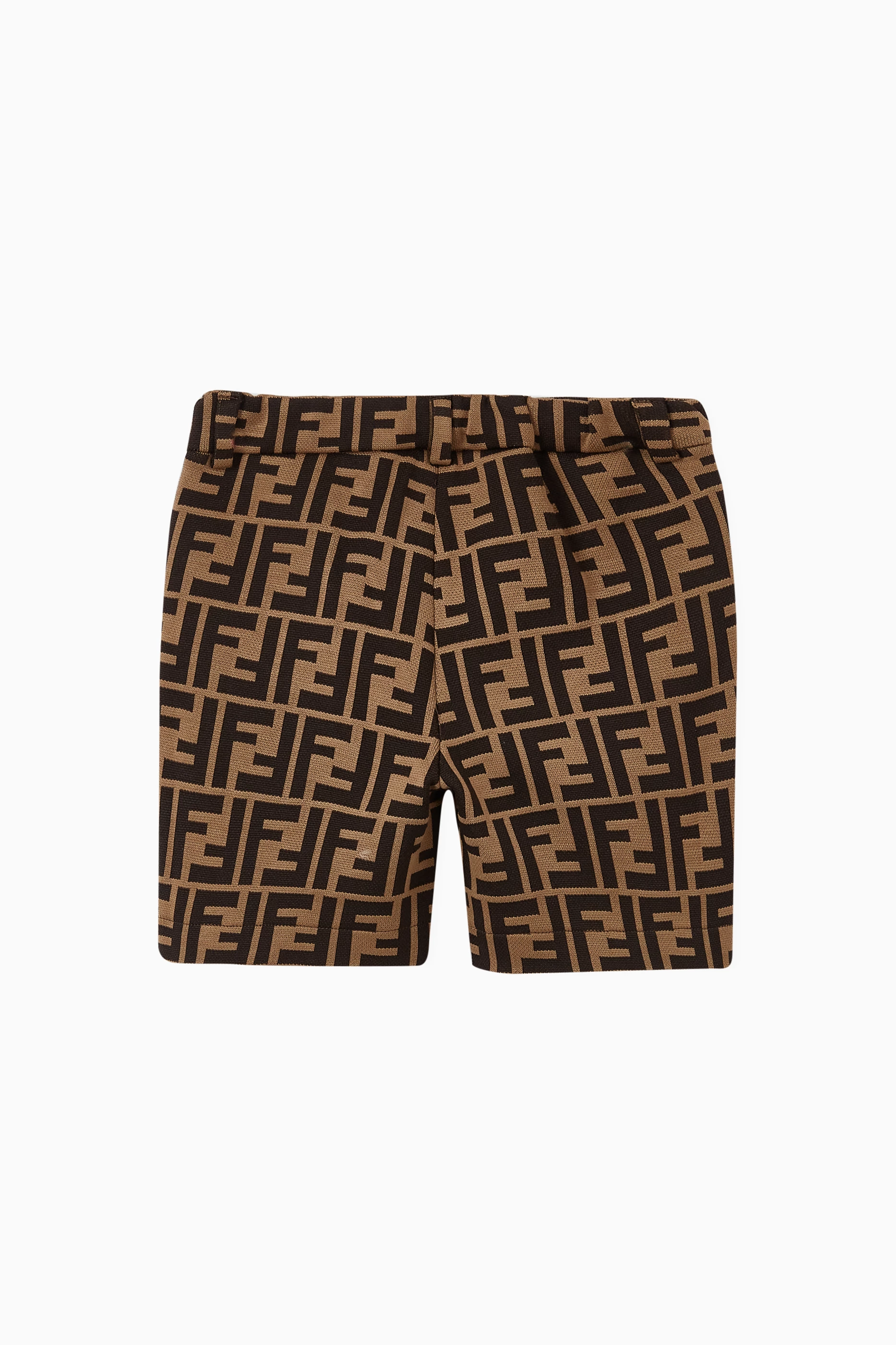 Buy Fendi Brown FF Logo Cotton Blend Shorts For Baby Boys Online Ounass Saudi