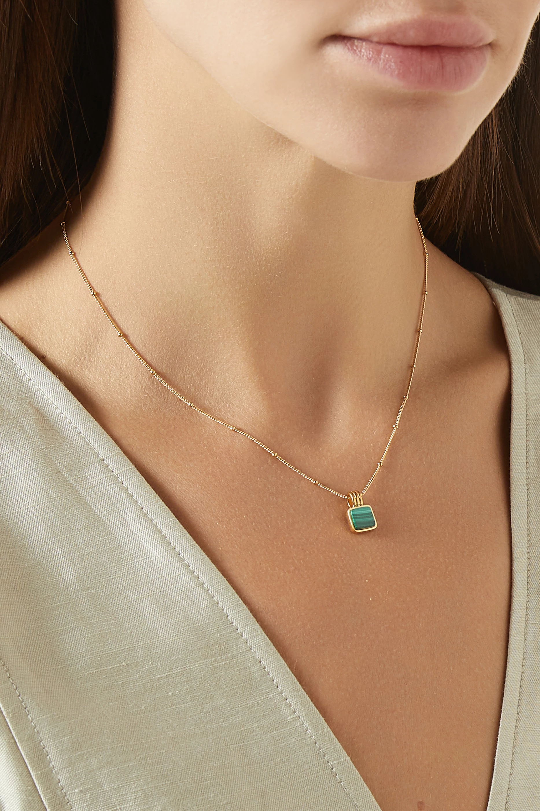 ★MISSOMA★ LUCY WILLIAMS SQUARE MALACHITE NECKLACE MISSOMA Lucy Williams x Missoma Square Malachite Pendant