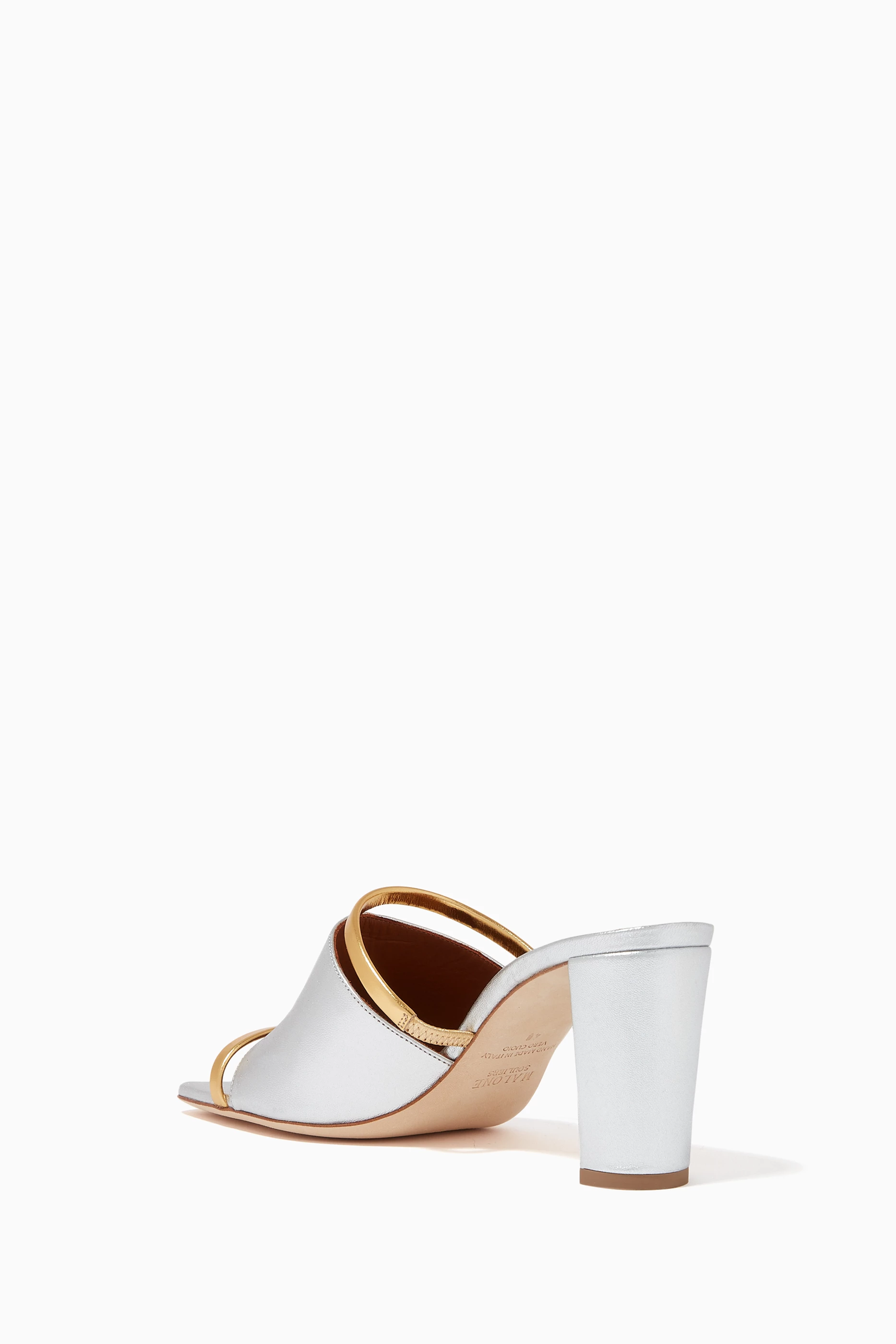 Buy Malone Souliers Silver Demi 70 Mules in Metallic Leather For Women Online Ounass Saudi