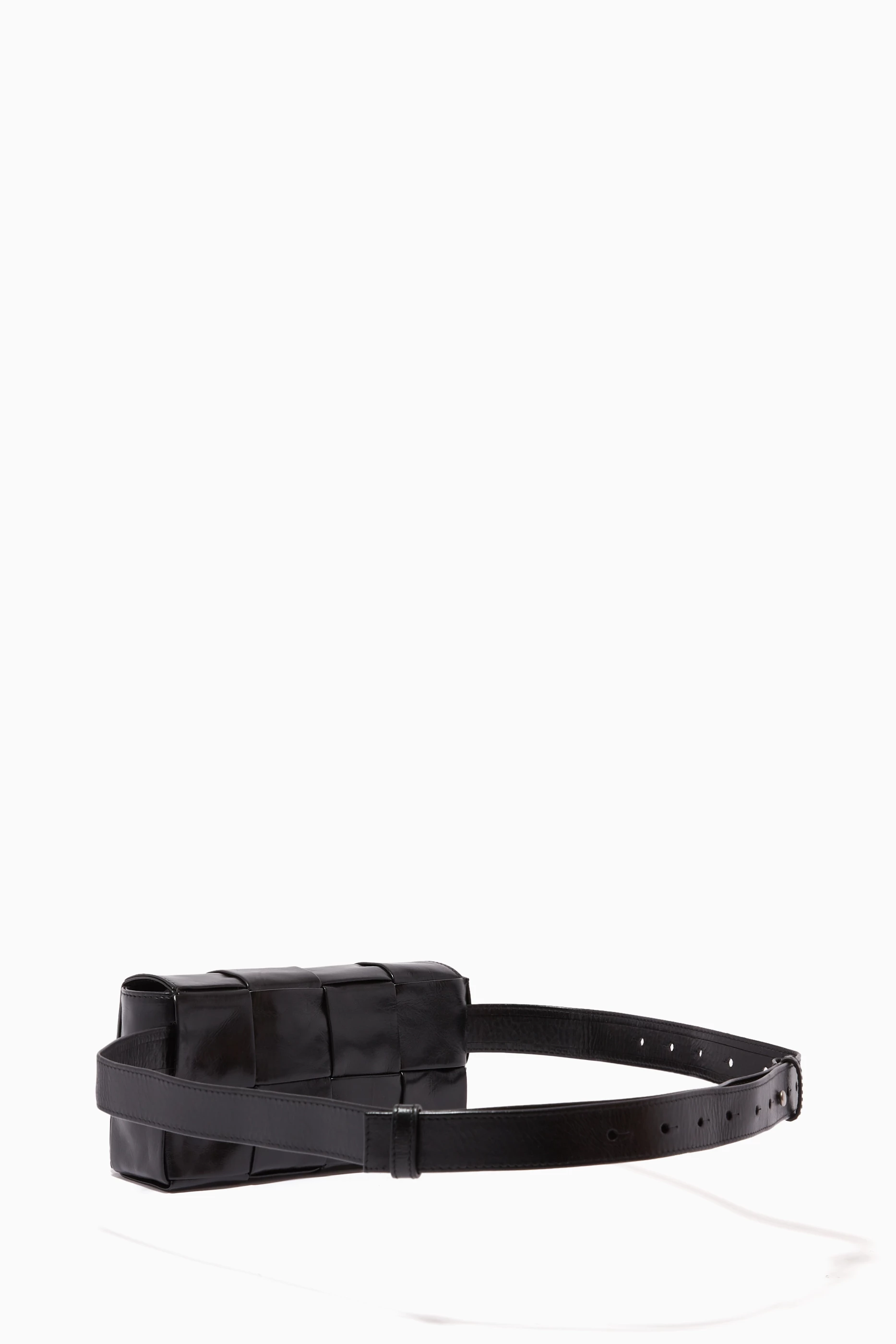 Buy Bottega Veneta Black Mini Cassette Belt Bag in Intrecciato