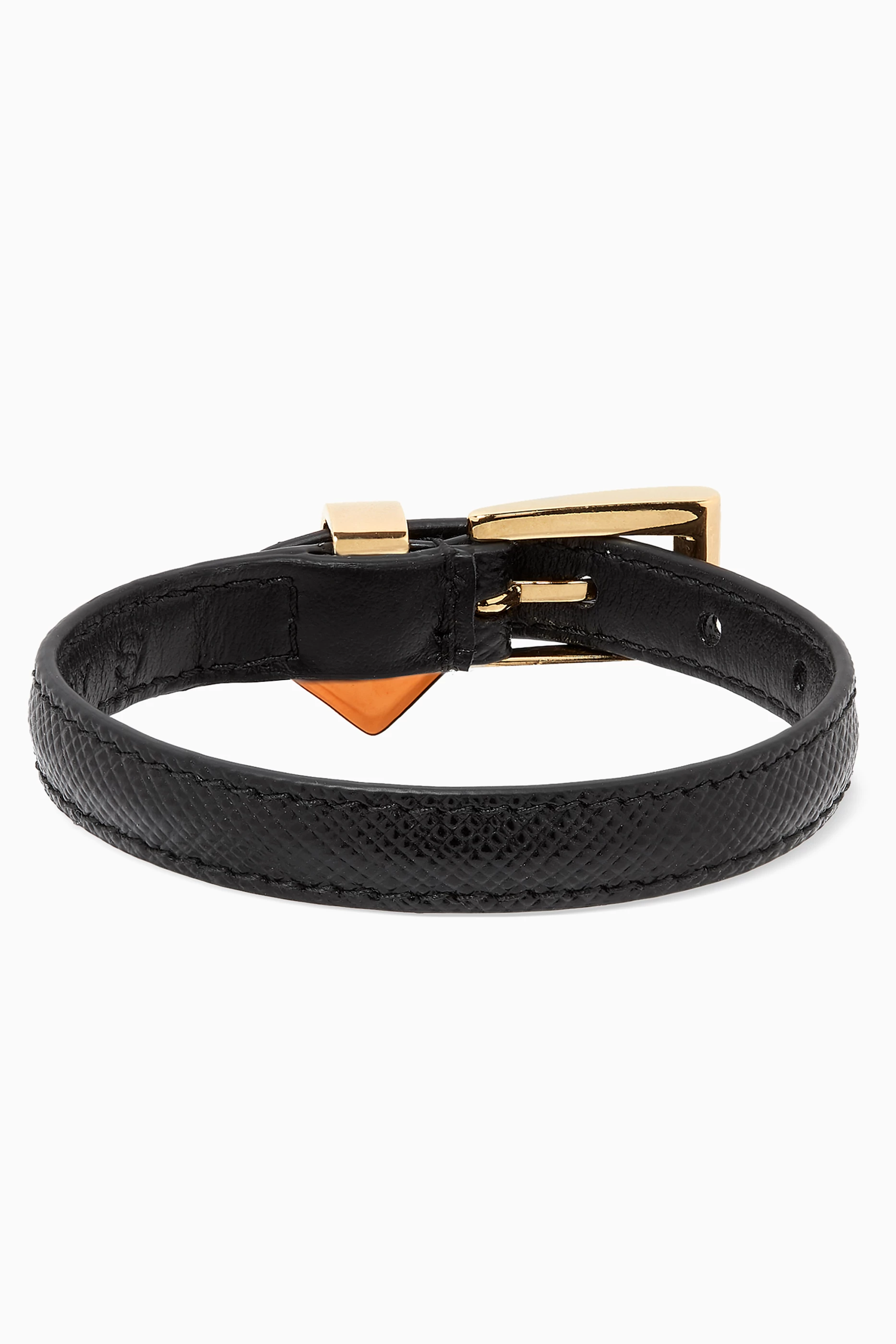 Buy Prada Black Triangle Logo Bracelet in Saffiano Leather For Women Online Ounass Saudi