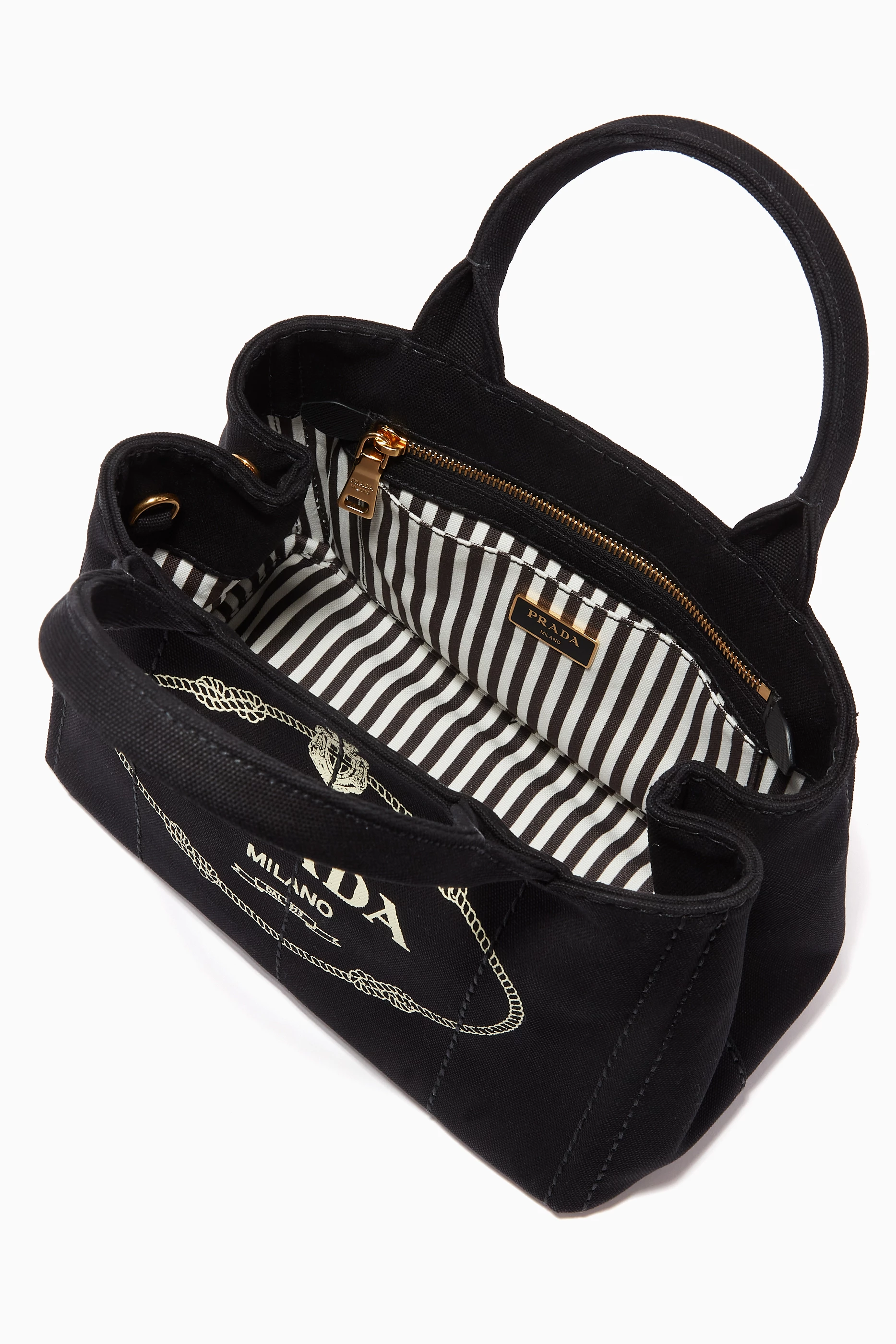 Buy Prada Black Giardiniera Shopper Bag in Hemp Fabric For Women Online Ounass Saudi