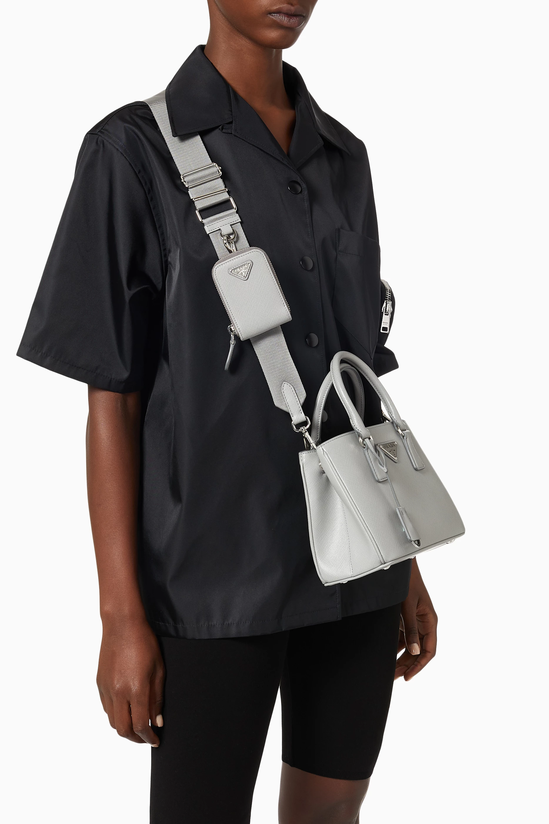 Buy Prada Grey Micro Galleria Bag in Saffiano Leather For Women