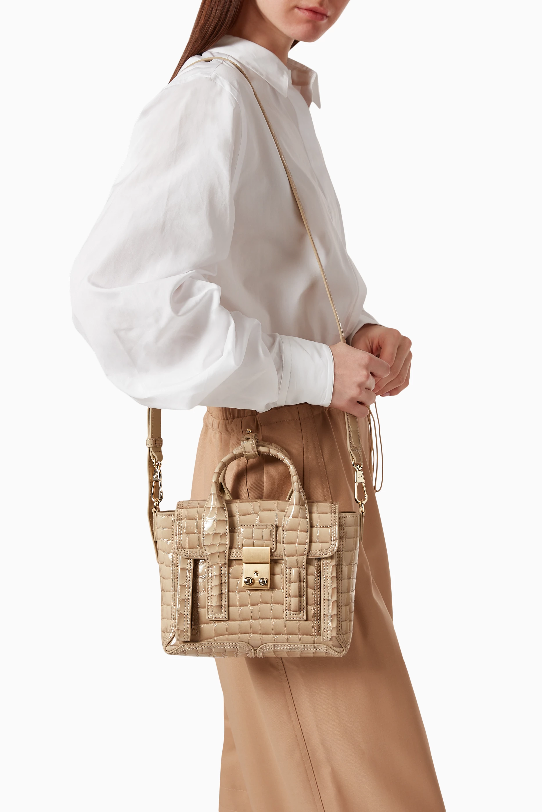 Buy 3.1 Phillip Lim Neutral Pashli Mini Satchel in Bubble Croc Embossed Leather For Women Online Ounass Saudi