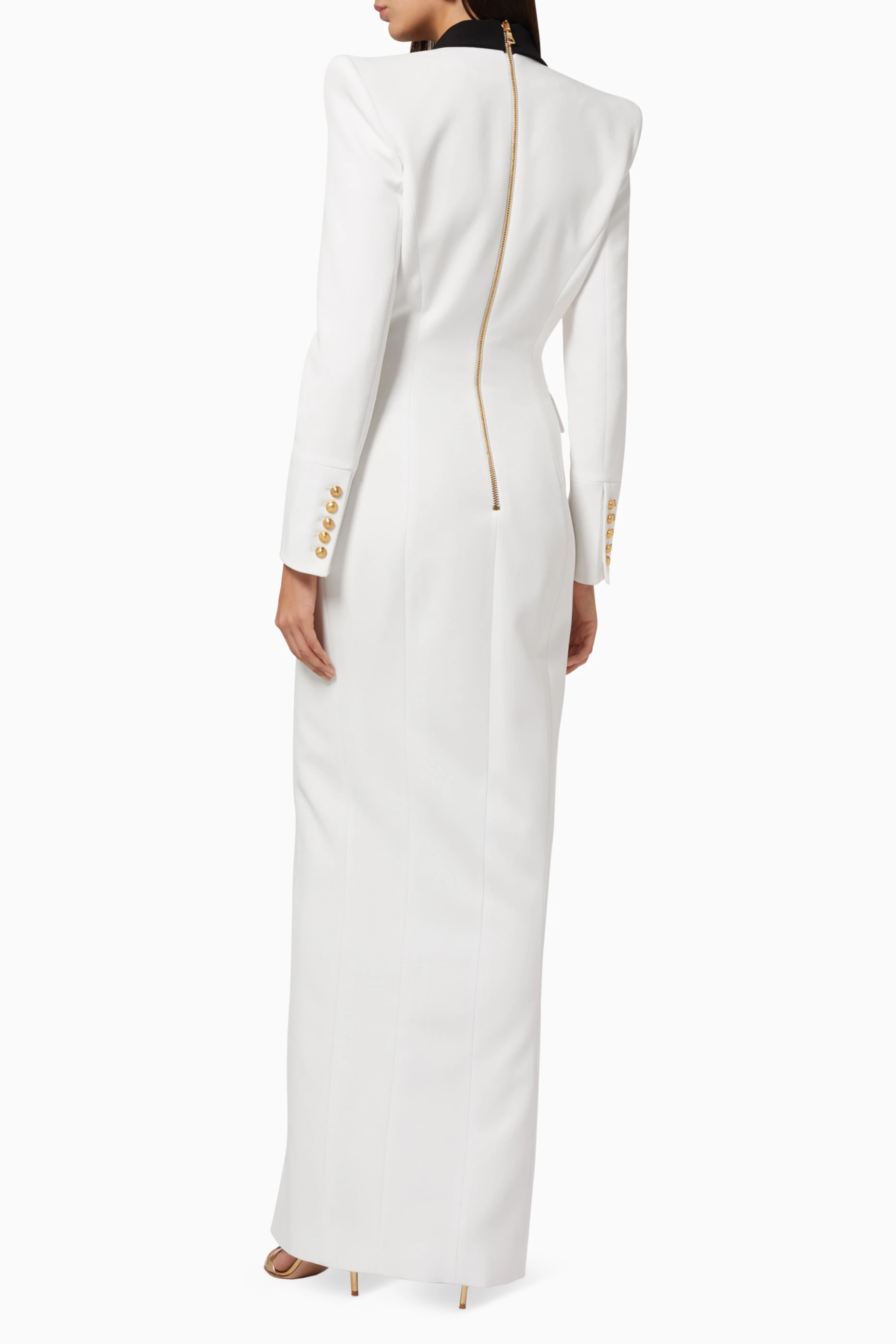 Buy Balmain White Long Viscose Dress with Buttons For Women Online | Ounass  Saudi