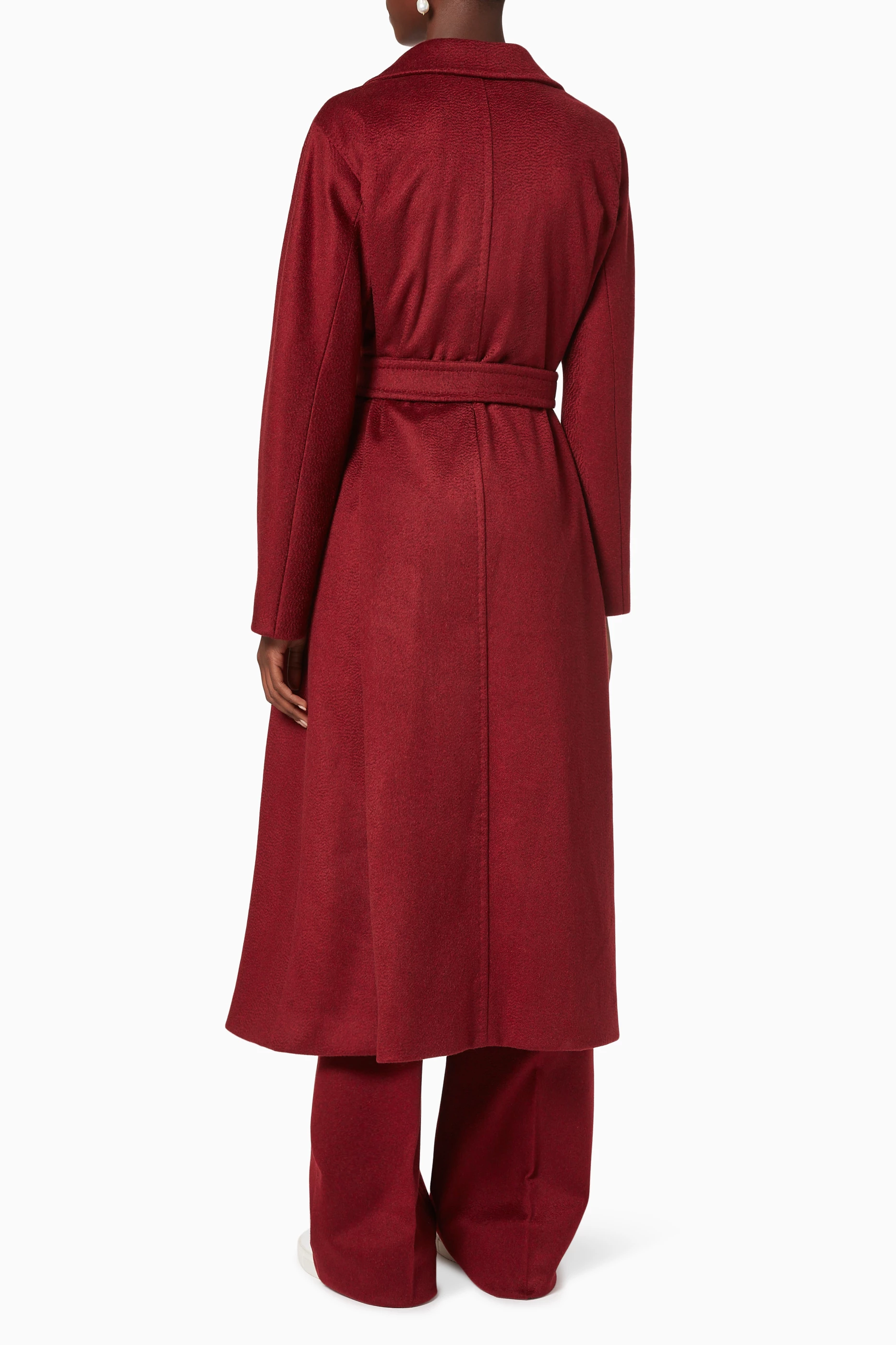 Buy Max Mara Burgundy Pistoia Camel and Cashmere Robe Coat