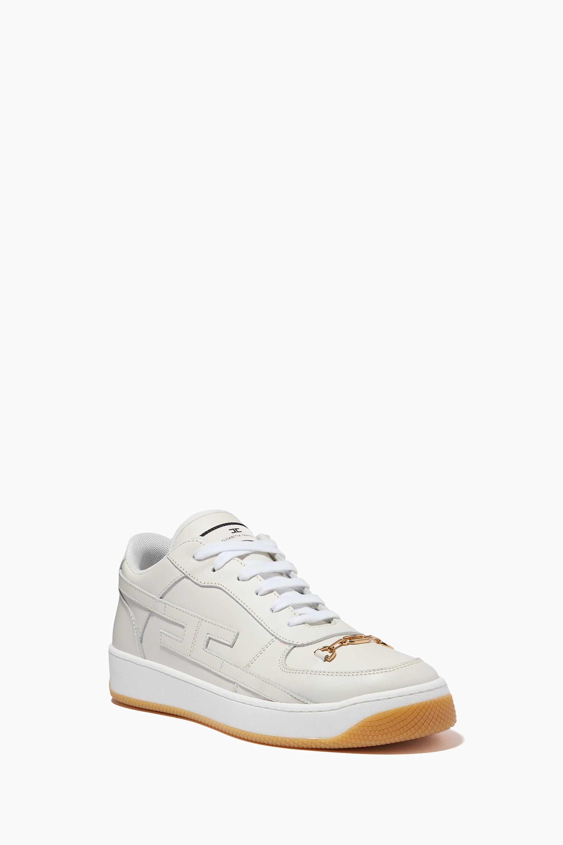 Buy Elisabetta Franchi White Low top Sneakers in Leather For Women Online Ounass Saudi