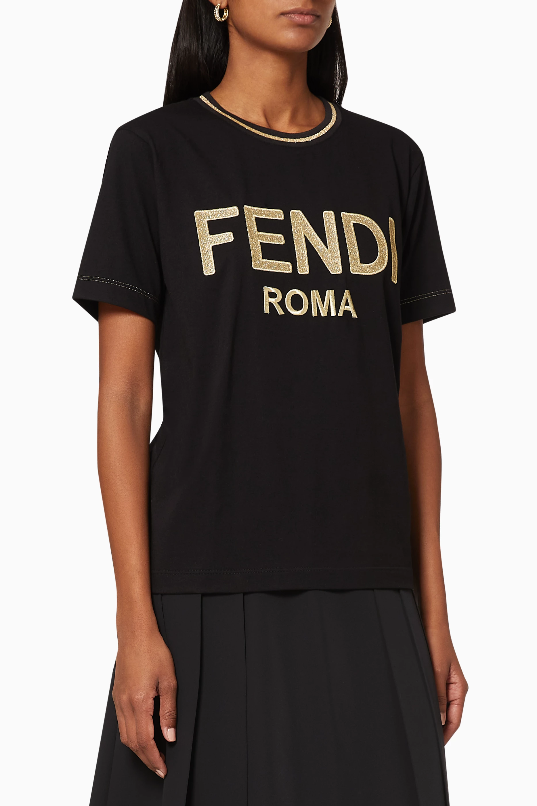 Buy Fendi Black FENDI ROMA Jersey T Shirt For Women Online Ounass Saudi