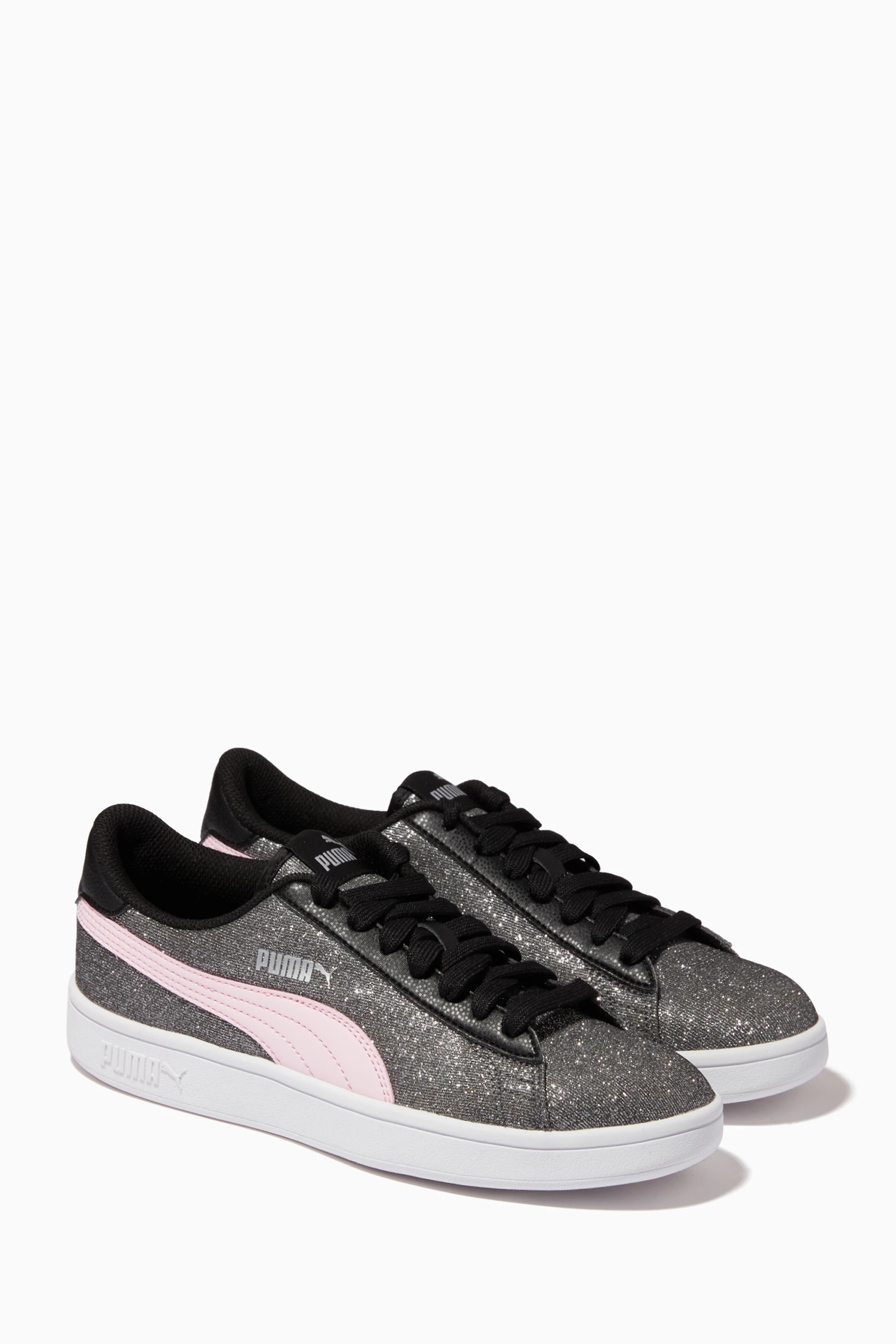 Buy Puma Black Smash V2 Sneakers in Glitter Textile For Girls Online Ounass Saudi