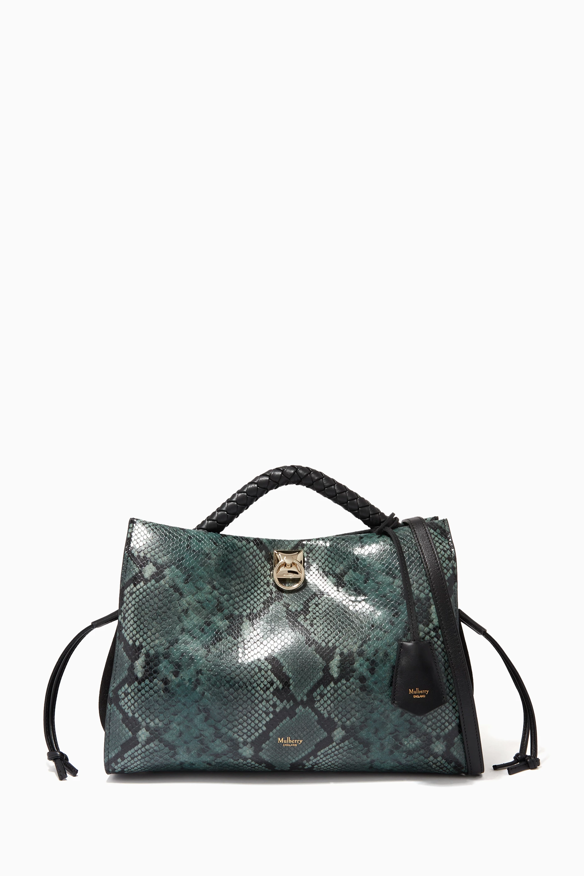 Buy Mulberry Green Iris Tote Bag in Python Printed Leather For