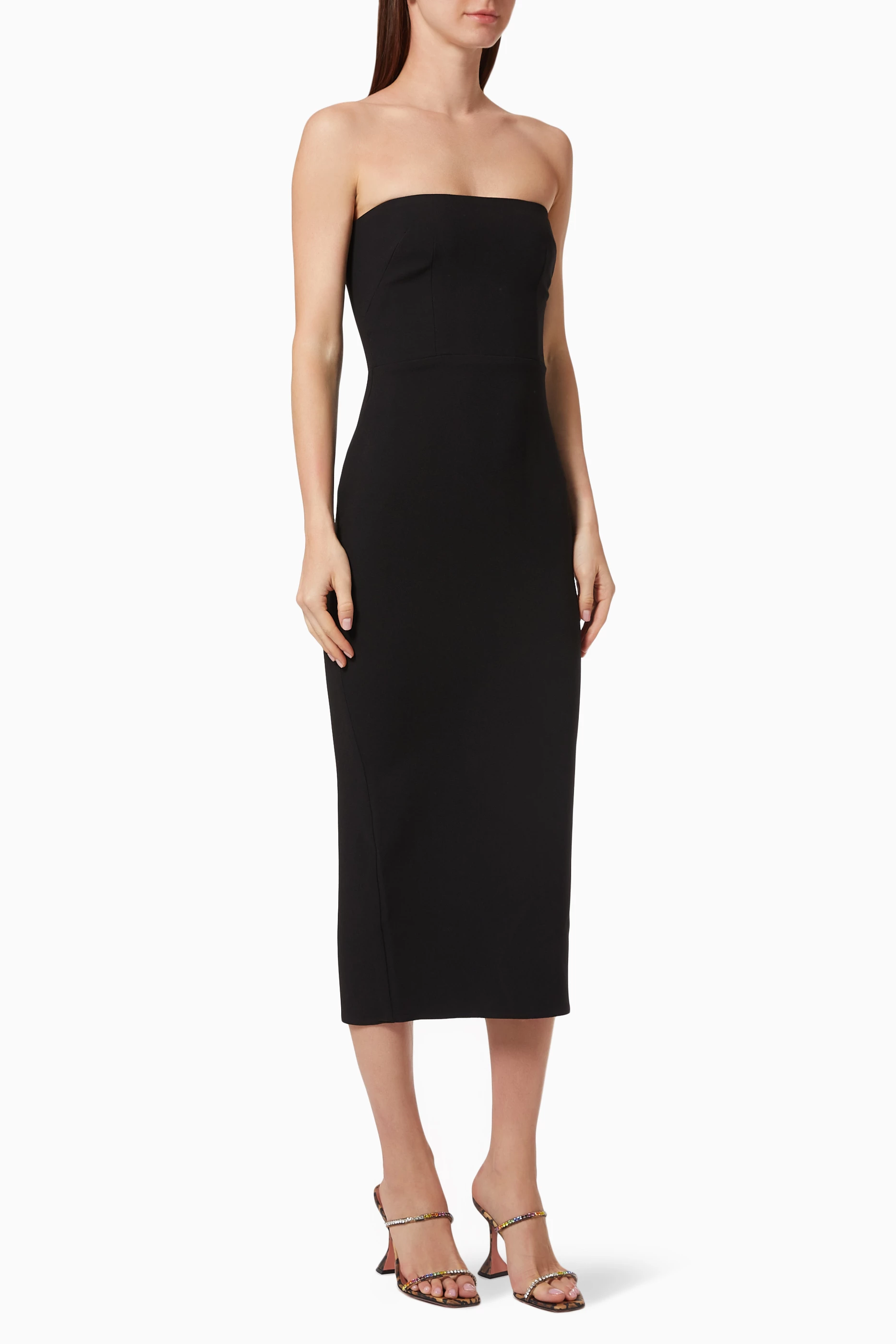 midi macy's summer dresses Shapewear Slimming Midi Dress | Sheer Mesh Overlay