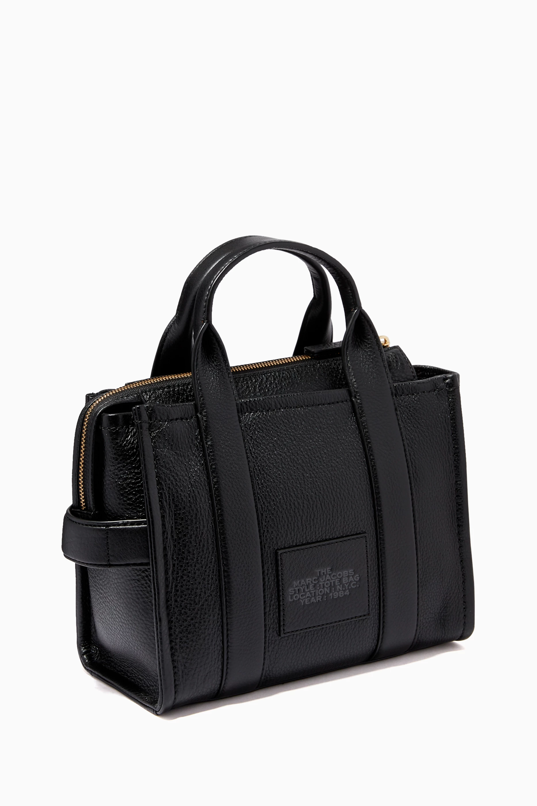 Marc jacobs black leather tote clearance