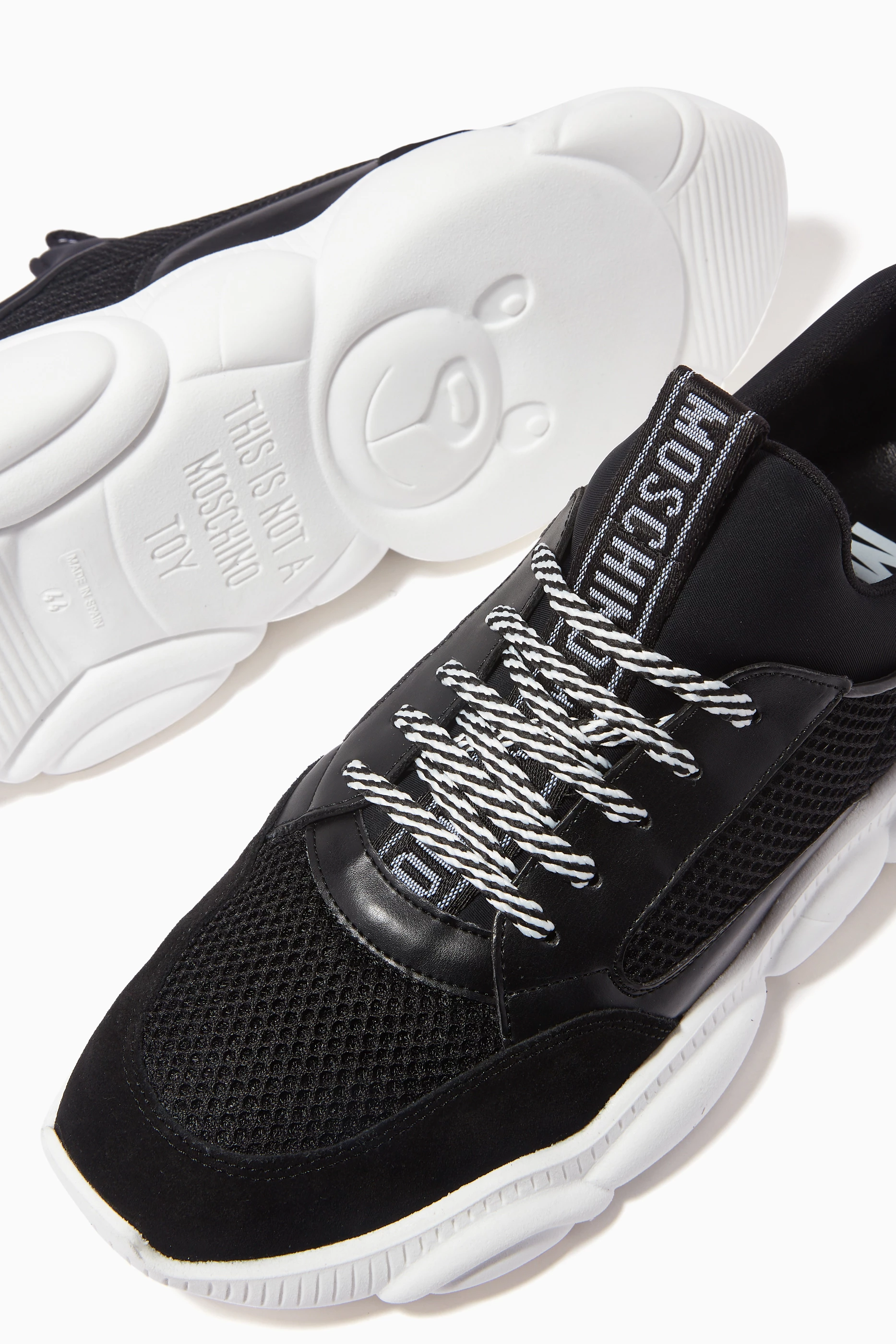 Buy Moschino Black Teddy Sneakers in Mixed Leather For Men Online Ounass Saudi
