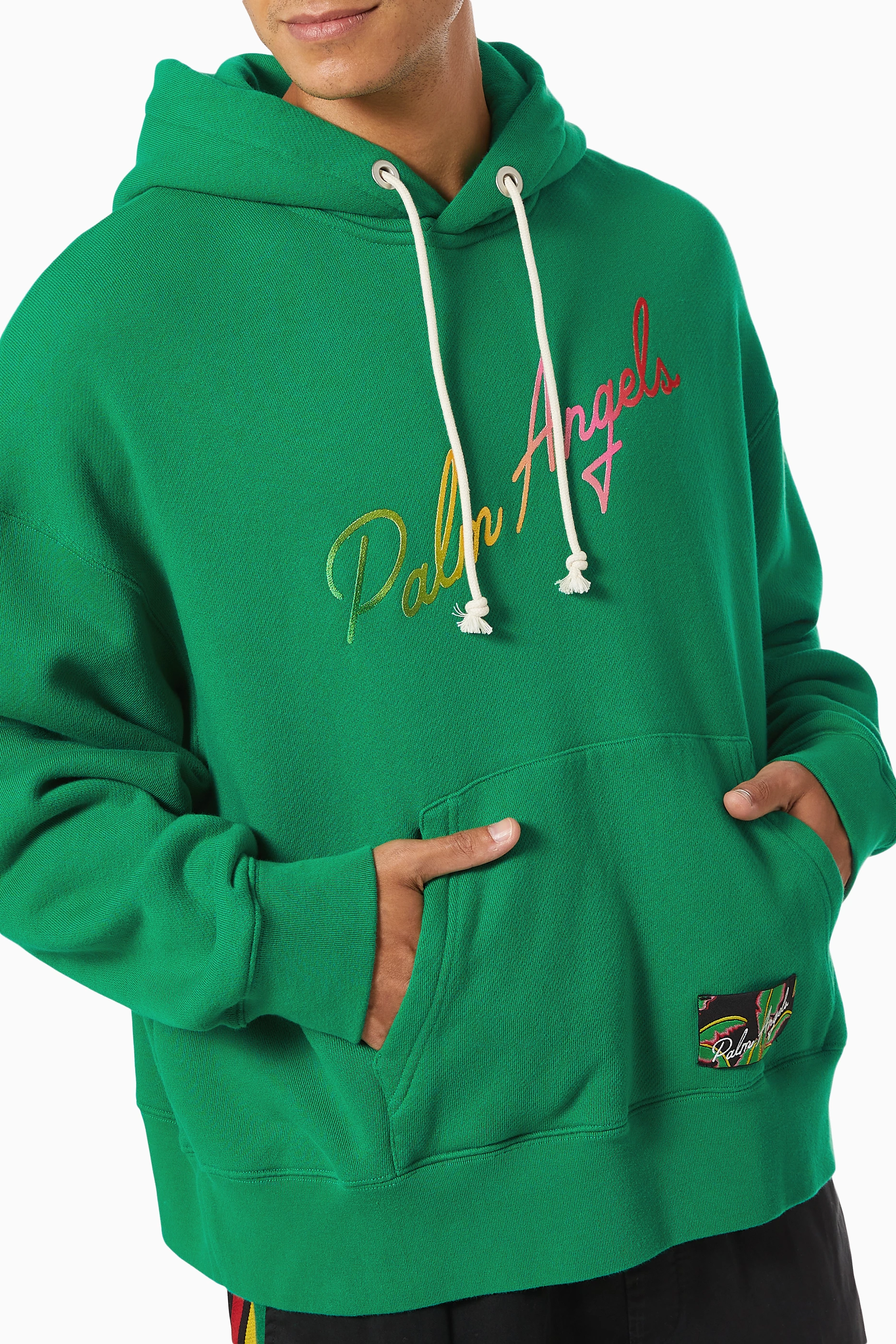 Buy Palm Angels Green Miami Logo Hoodie in Cotton For Men Online Ounass Saudi
