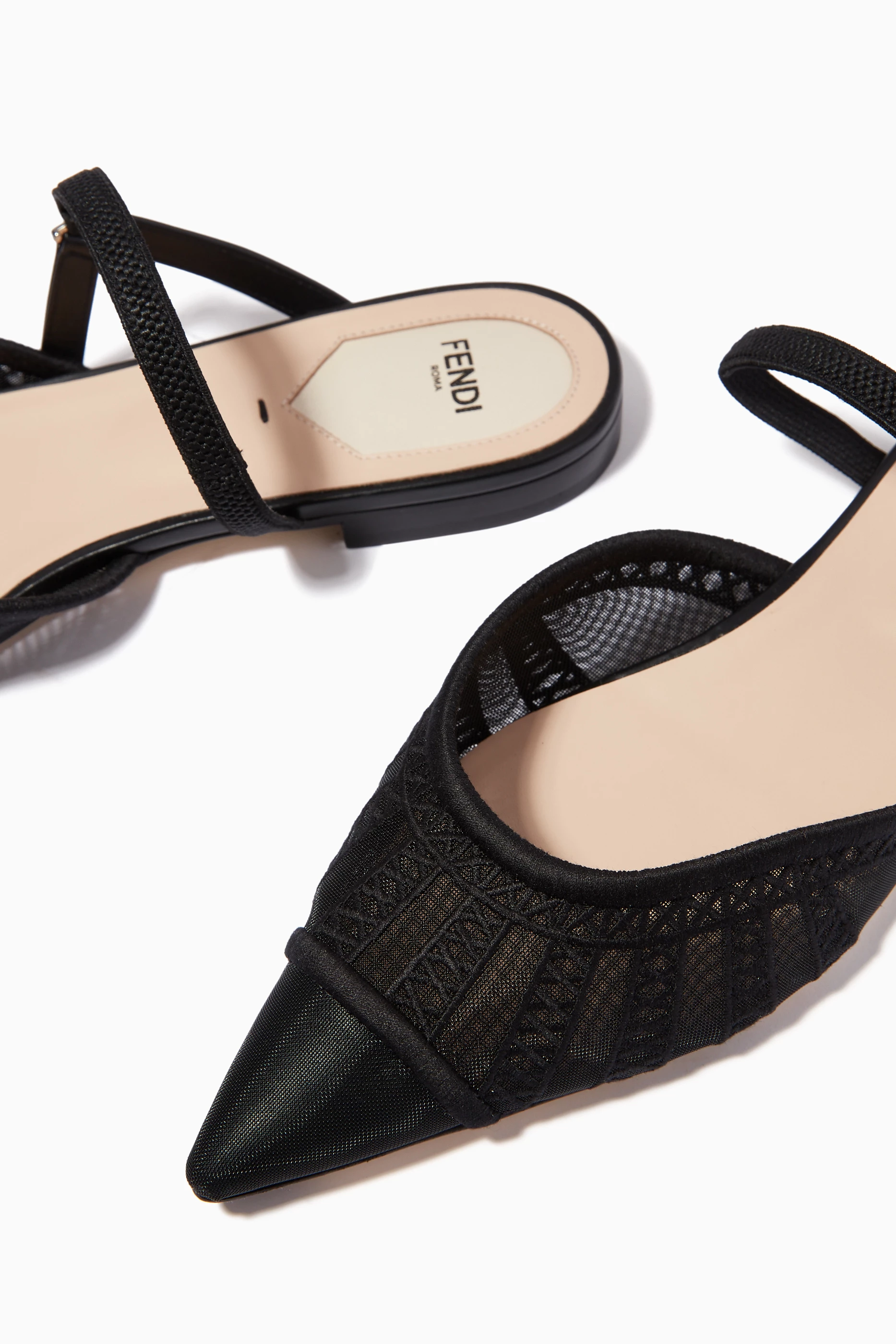 Buy Fendi Black Colibri Flats in Micro mesh Leather For Women Online Ounass Saudi